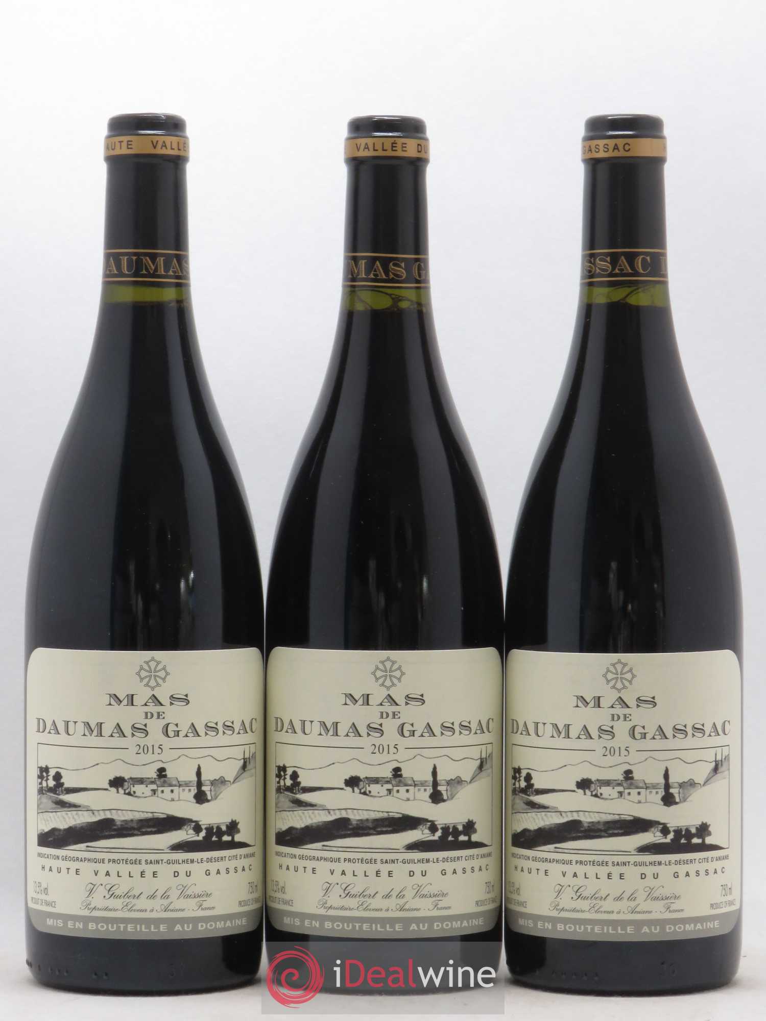 Saint-Guilhem-le-Désert - Cité d'Aniane Mas Daumas Gassac Famille Guibert de La Vaissière 2015 - Lot de 3 bouteilles - 0