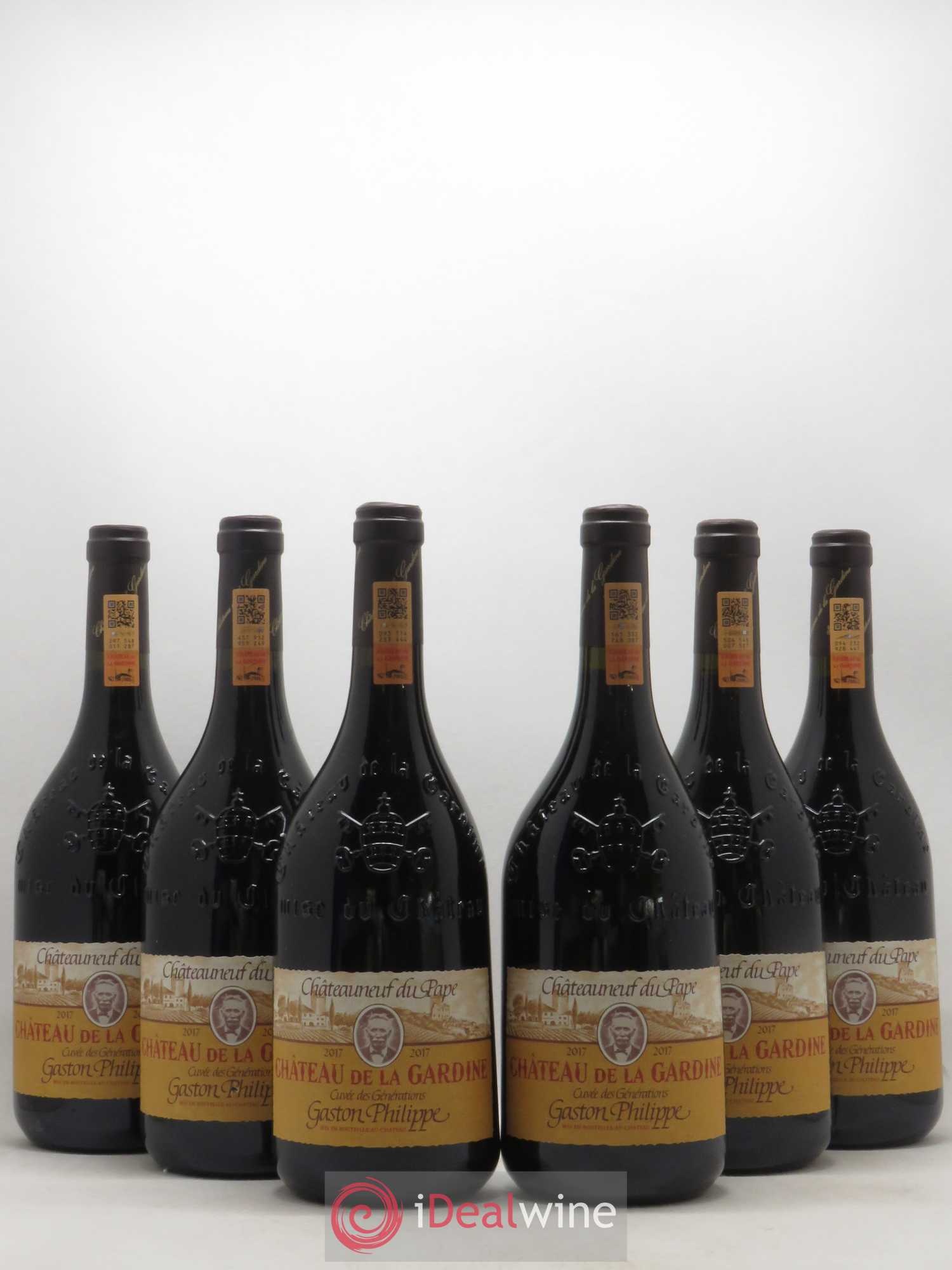 Châteauneuf-du-Pape Château de La Gardine Cuvée des Générations Gaston Philippe Famille Brunel 2017 - Lot de 6 bouteilles - 0