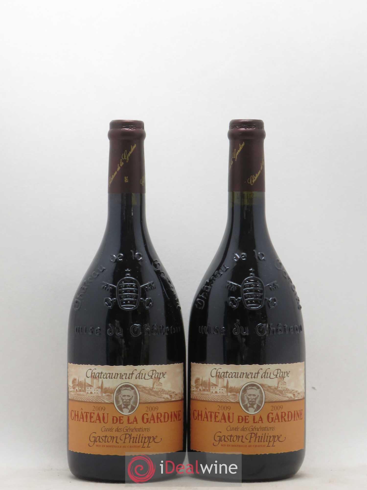 Châteauneuf-du-Pape Château de La Gardine Cuvée des Générations Gaston Philippe Famille Brunel 2009 - Lot de 2 bouteilles - 0