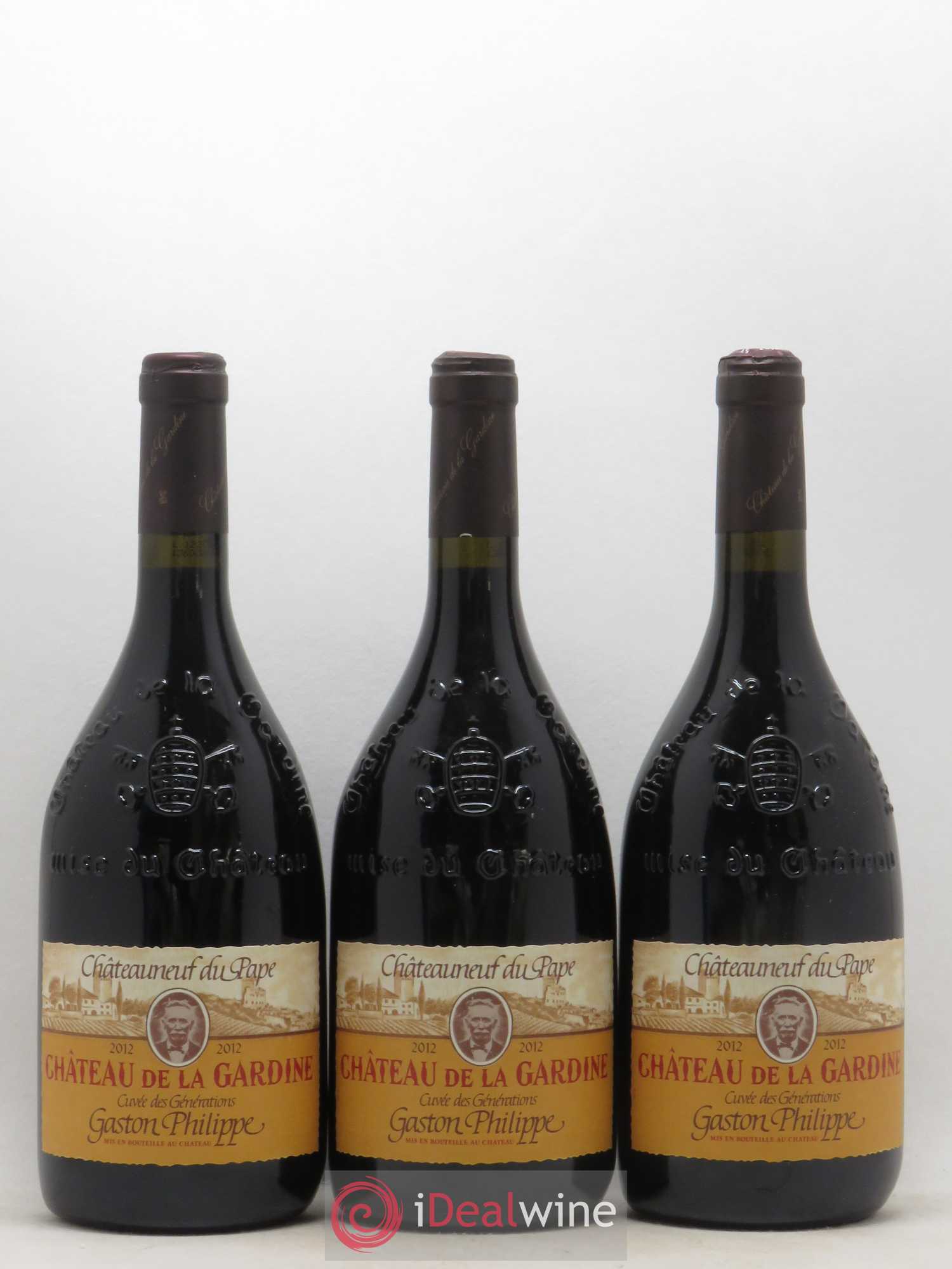 Châteauneuf-du-Pape Château de La Gardine Cuvée des Générations Gaston Philippe Famille Brunel 2012 - Lot de 3 bouteilles - 0