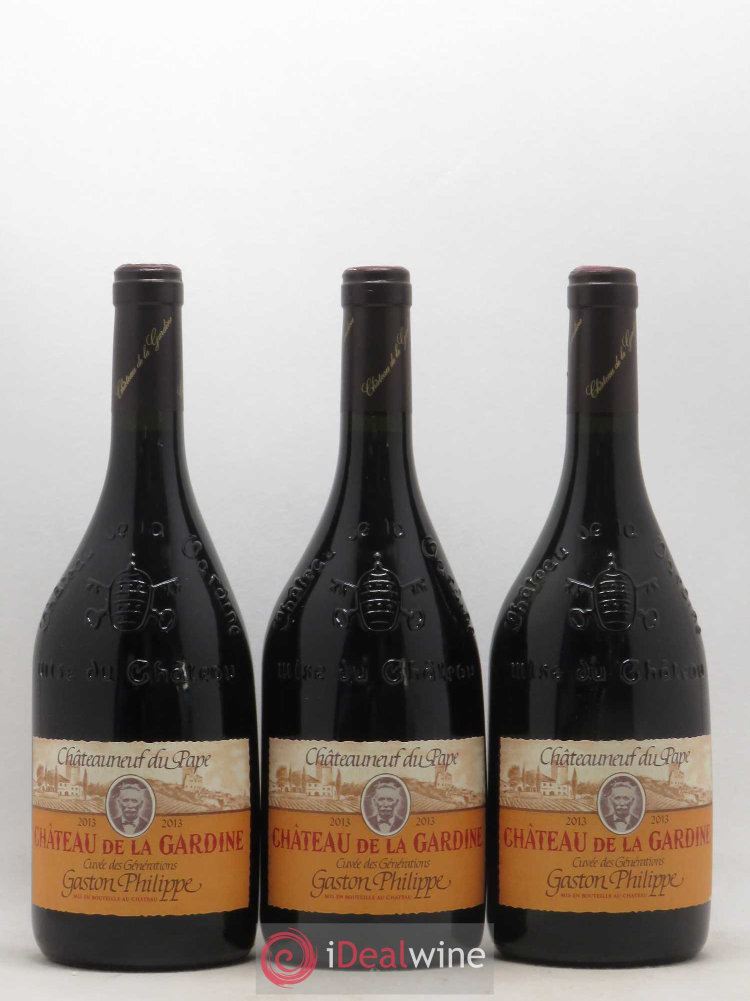 Châteauneuf-du-Pape Château de La Gardine Cuvée des Générations Gaston Philippe Famille Brunel 2013 - Lot de 3 bouteilles - 0