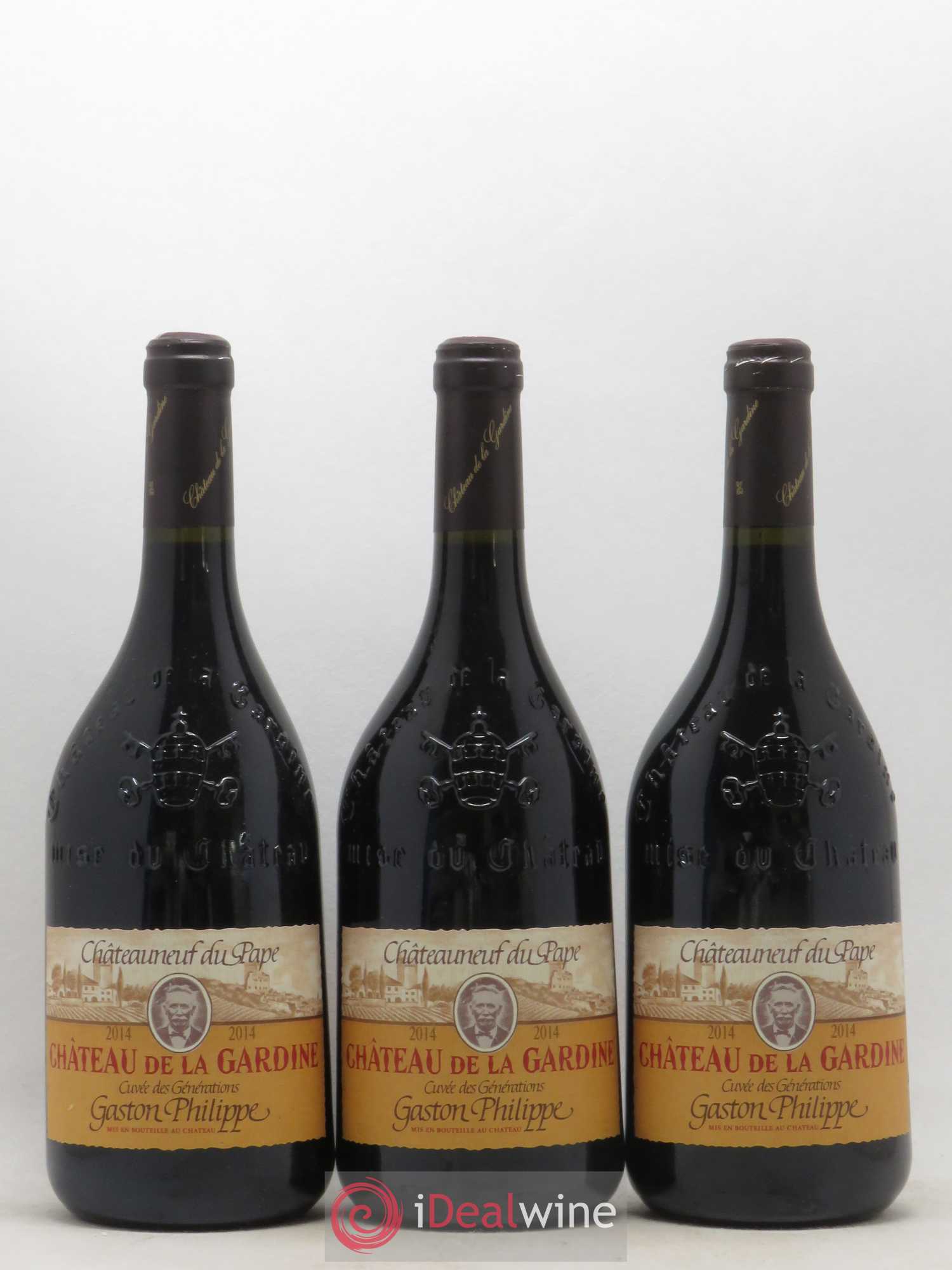 Châteauneuf-du-Pape Château de La Gardine Cuvée des Générations Gaston Philippe Famille Brunel 2014 - Lot de 3 bouteilles - 0