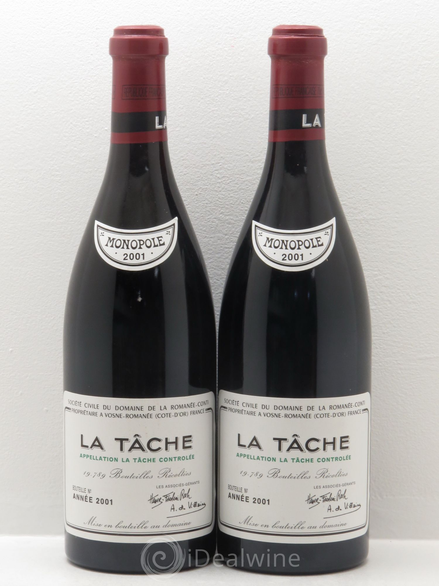 La Tâche Grand Cru Domaine de la Romanée-Conti 2001 - Lot de 2 bouteilles - 0