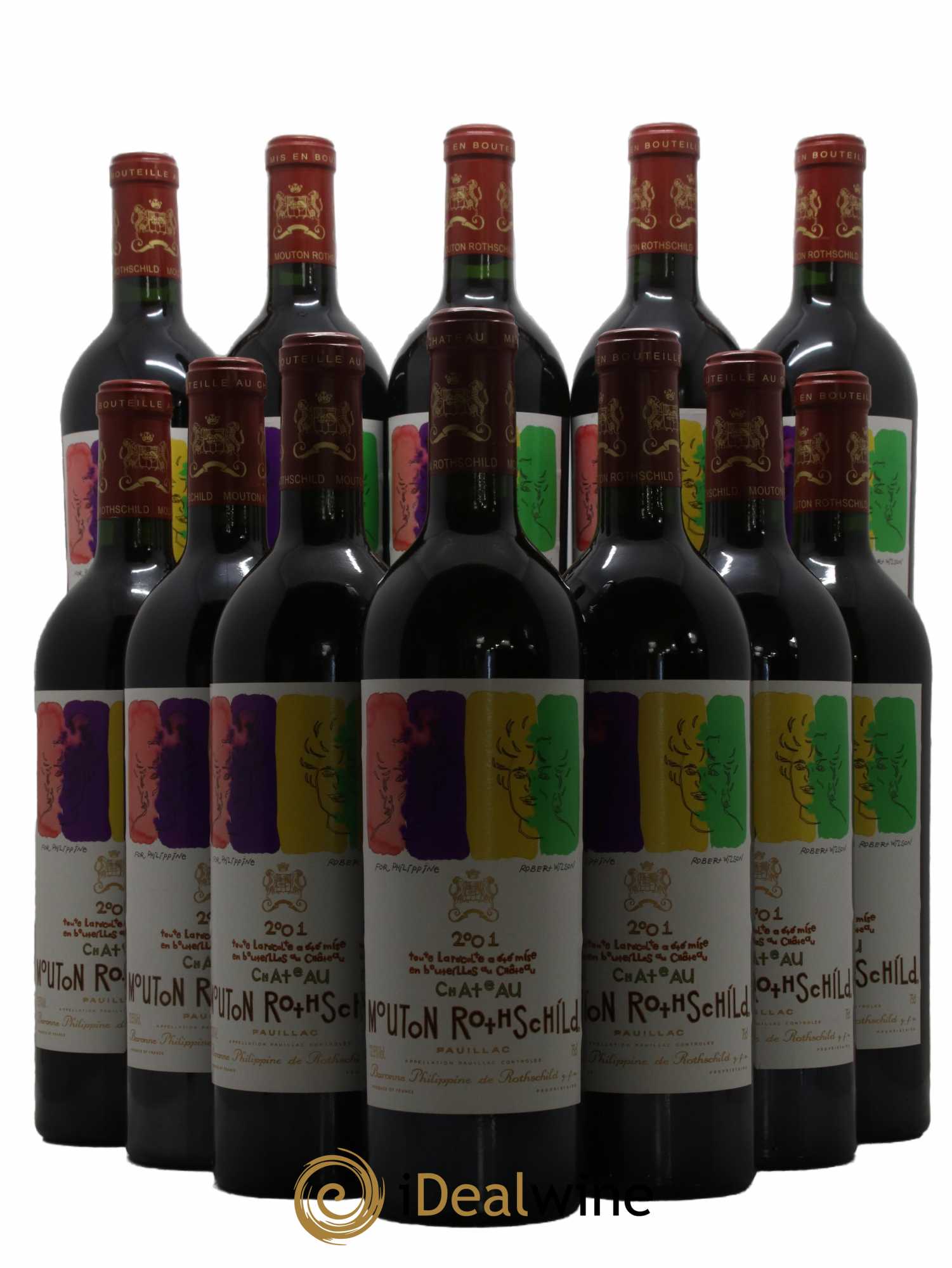 Château Mouton Rothschild 1er Grand Cru Classé 2001 - Lot de 12 bouteilles - 0