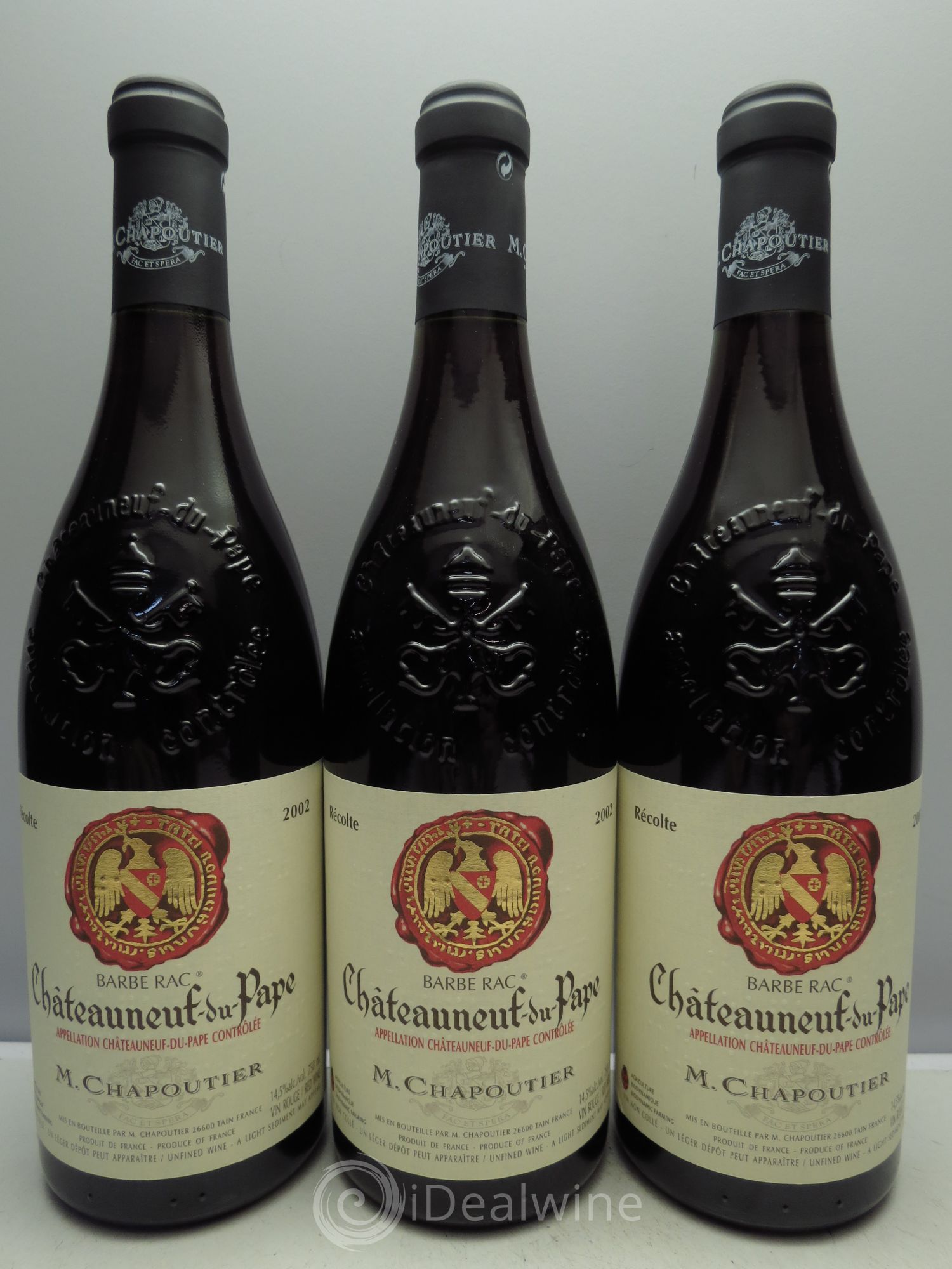 Châteauneuf-du-Pape Barbe Rac Chapoutier 2002 - Lot de 3 bouteilles - 0