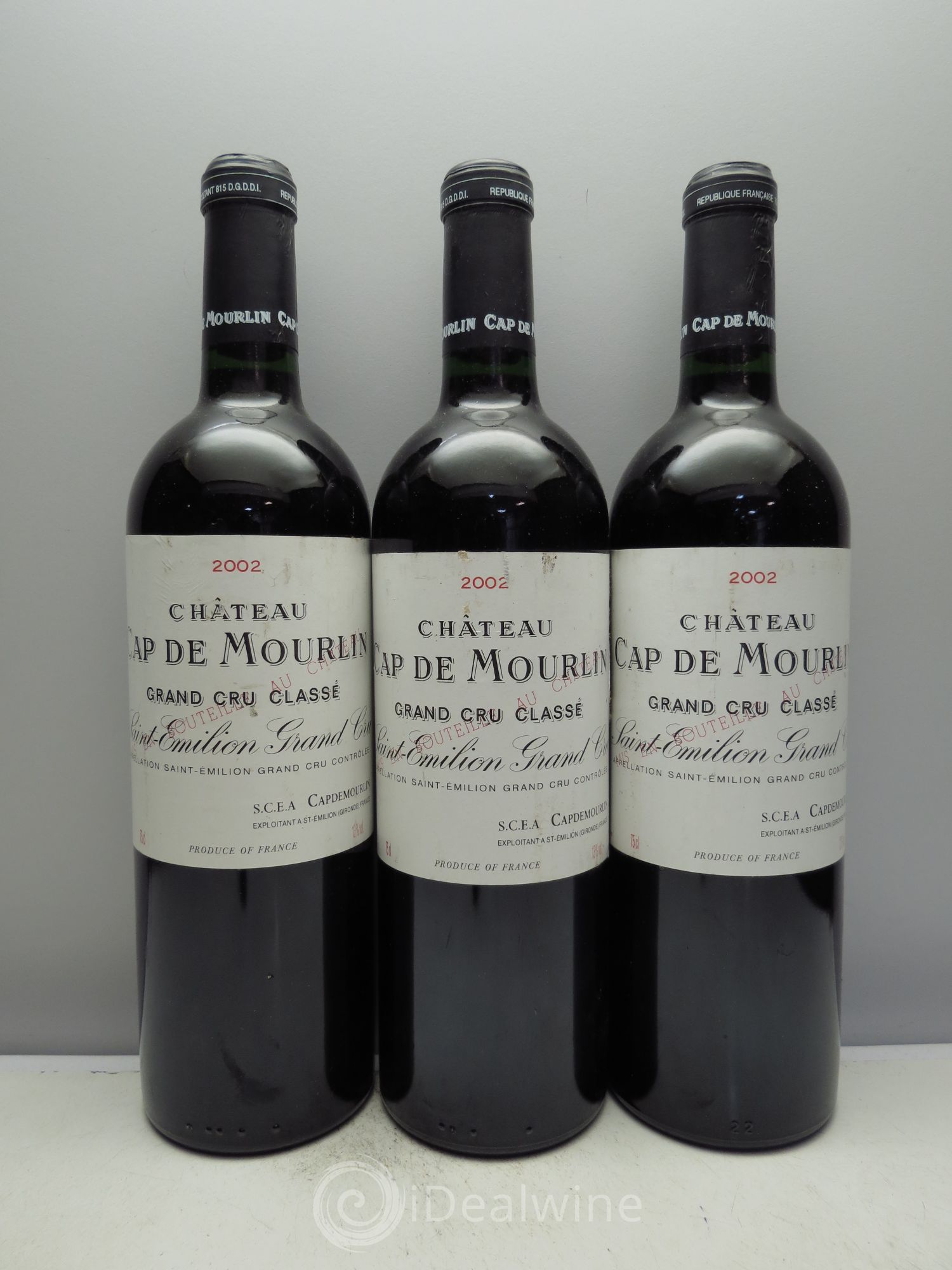 Château Cap de Mourlin Grand Cru Classé 2002 - Lot de 3 bouteilles - 0