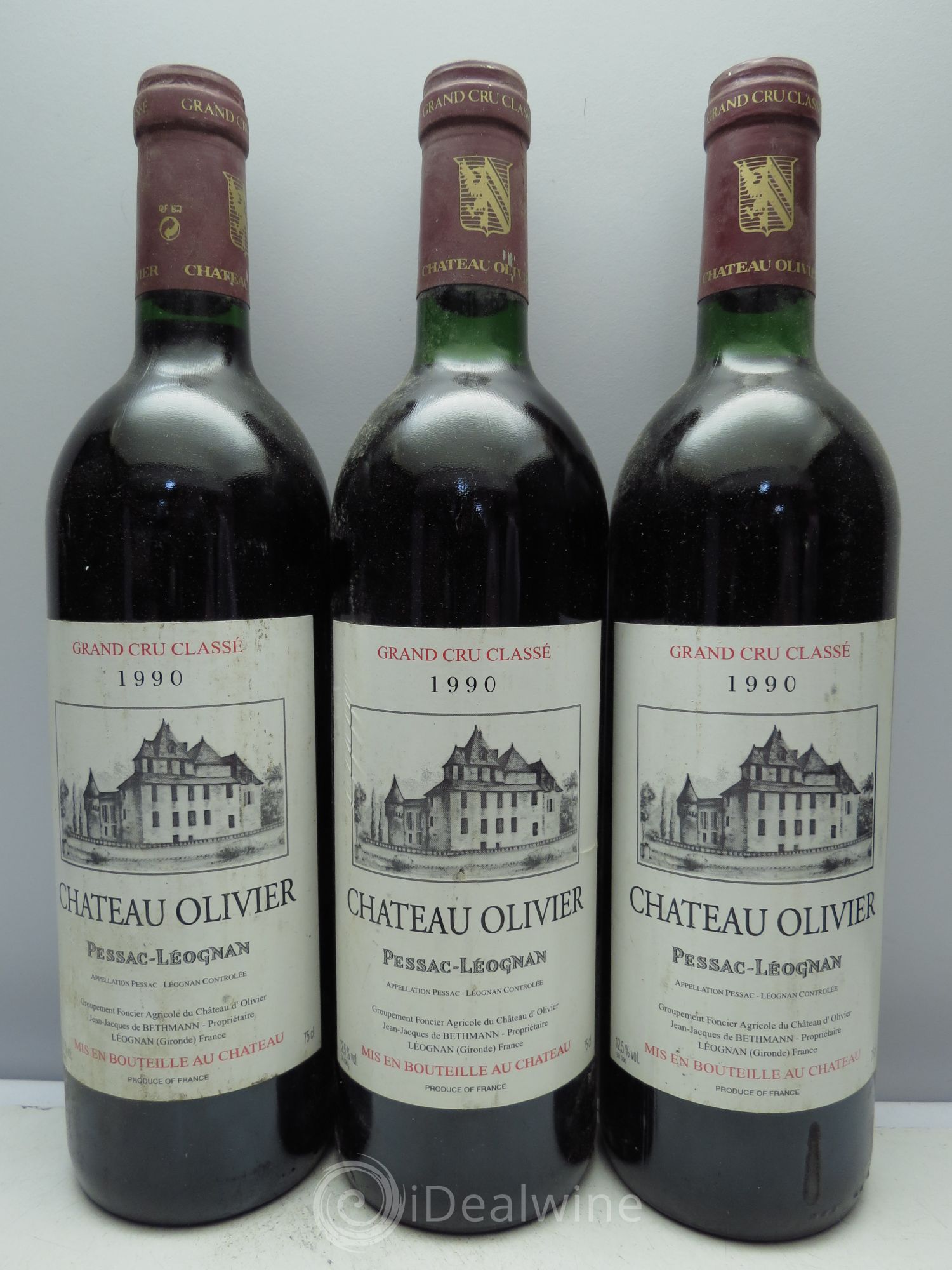 Château Olivier Cru Classé de Graves 1990 - Lot de 3 bouteilles - 0