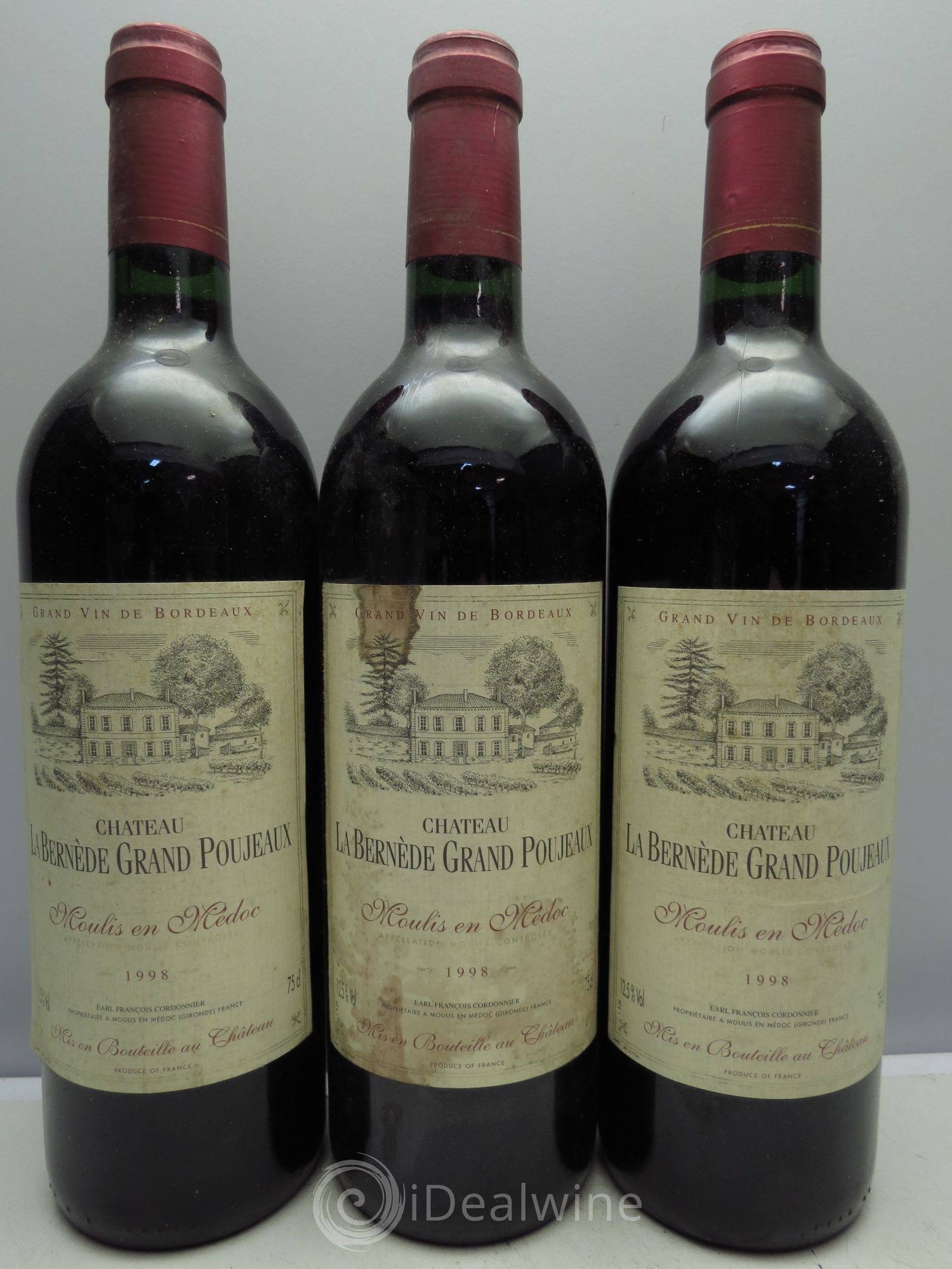 Château Moulis la Bernède Grand Poujeaux 1998 - Posten von 3 Flaschen - 0