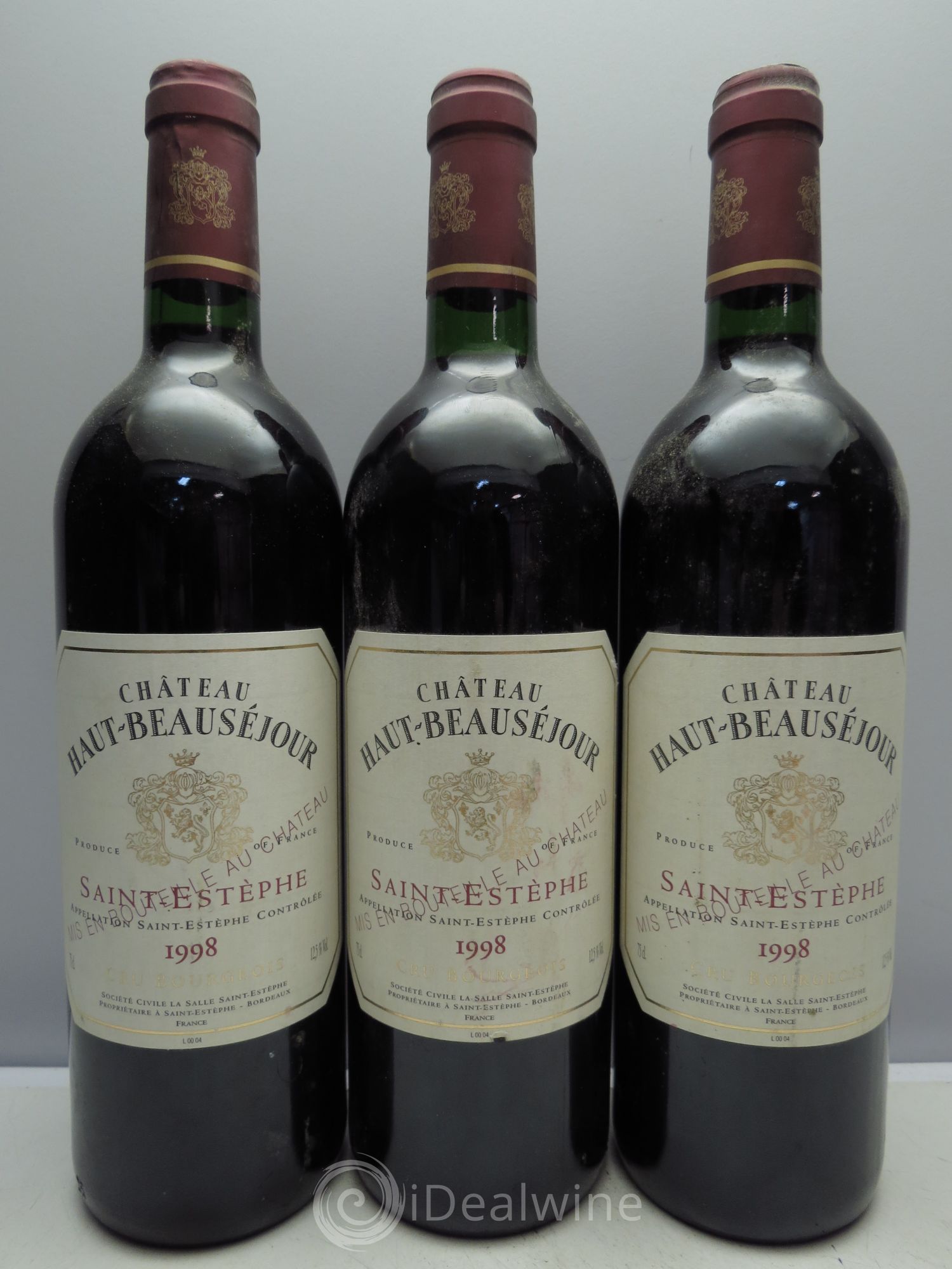 Château Haut Beauséjour Cru Bourgeois 1998 - Lot de 3 bouteilles - 0