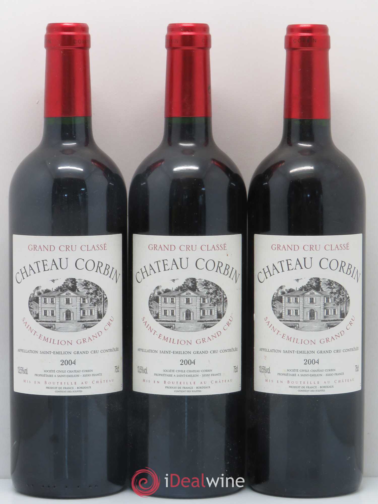 Château Corbin Grand Cru Classé 2004 - Lot de 3 bouteilles - 0