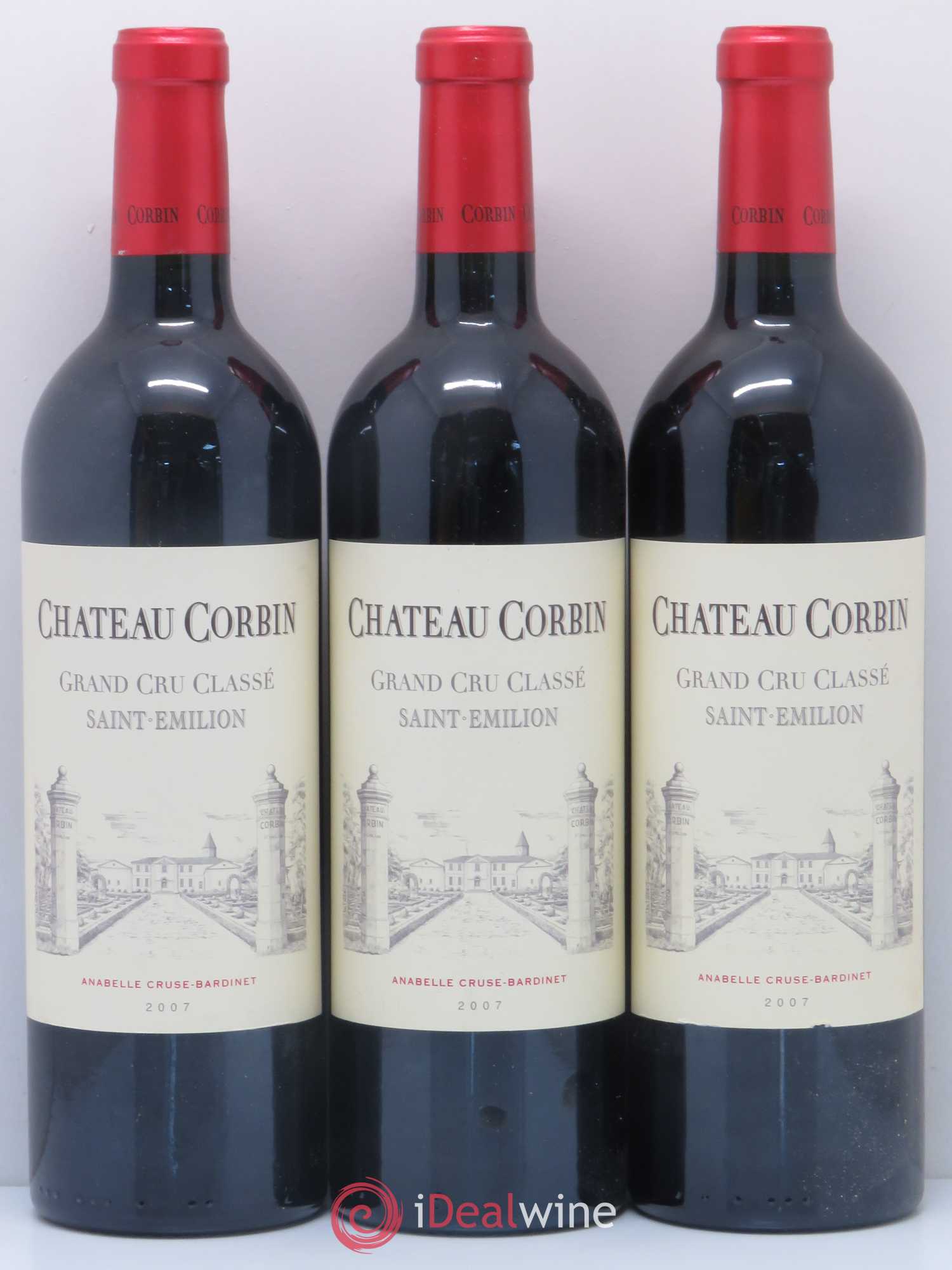 Château Corbin Grand Cru Classé 2007 - Lot de 3 bouteilles - 0