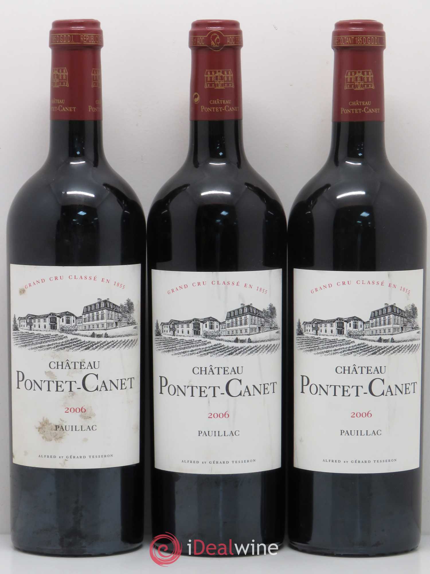 Château Pontet Canet 5ème Grand Cru Classé 2006 - Lot de 3 bouteilles - 0