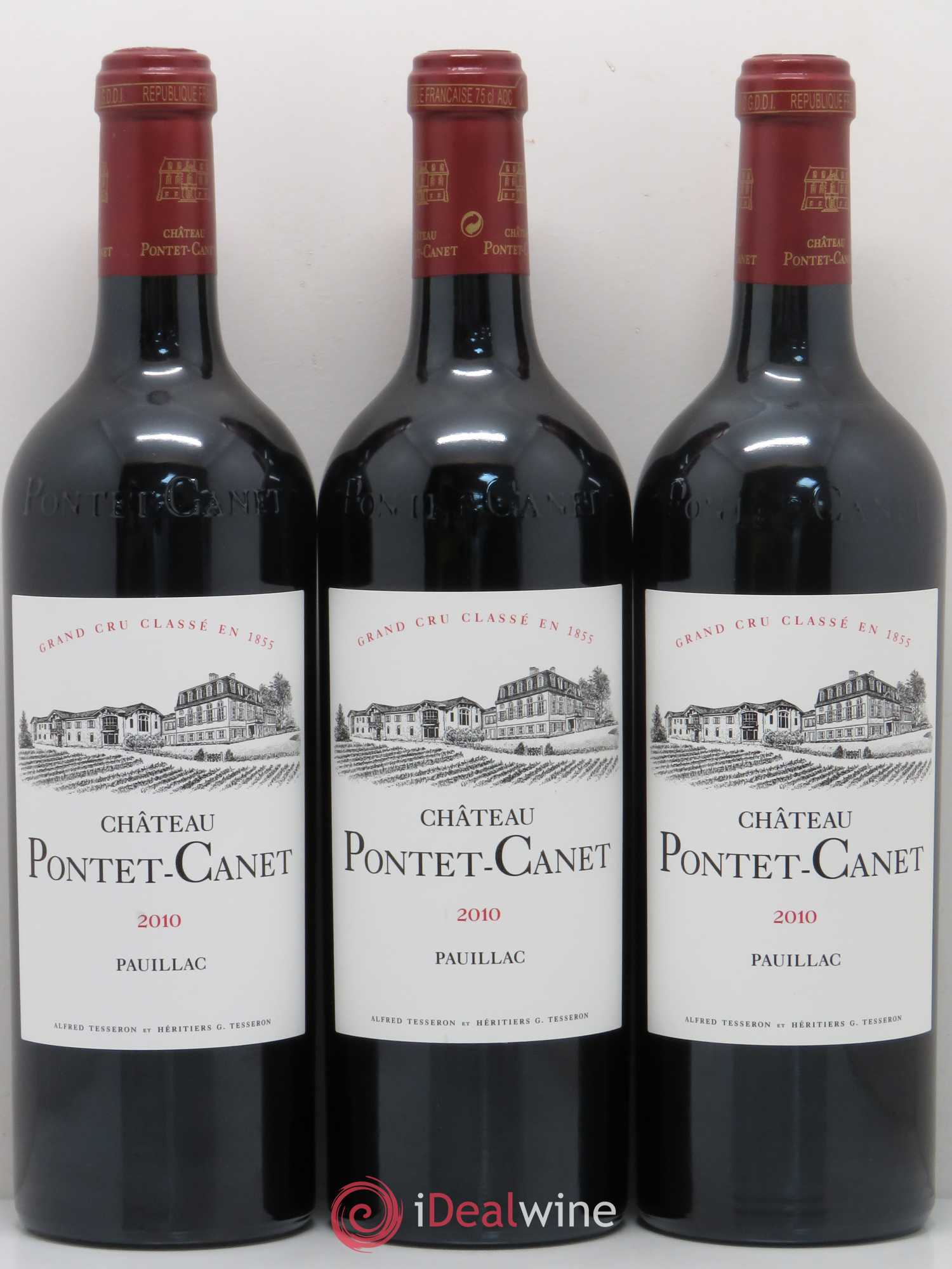 Château Pontet Canet 5ème Grand Cru Classé 2010 - Lot de 3 bouteilles - 0