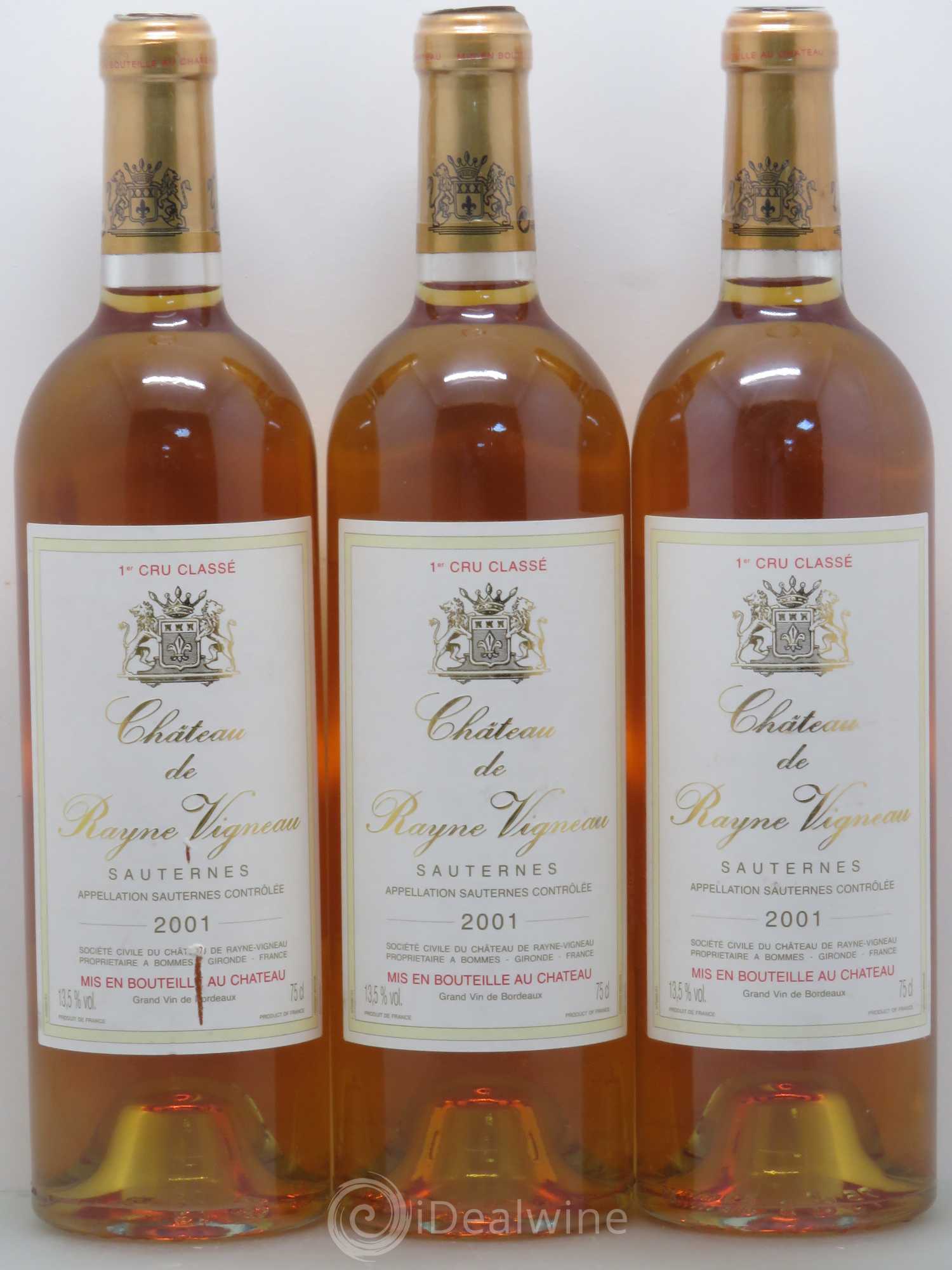 Château de Rayne Vigneau 1er Grand Cru Classé 2001 - Lotto di 3 bottiglie - 0