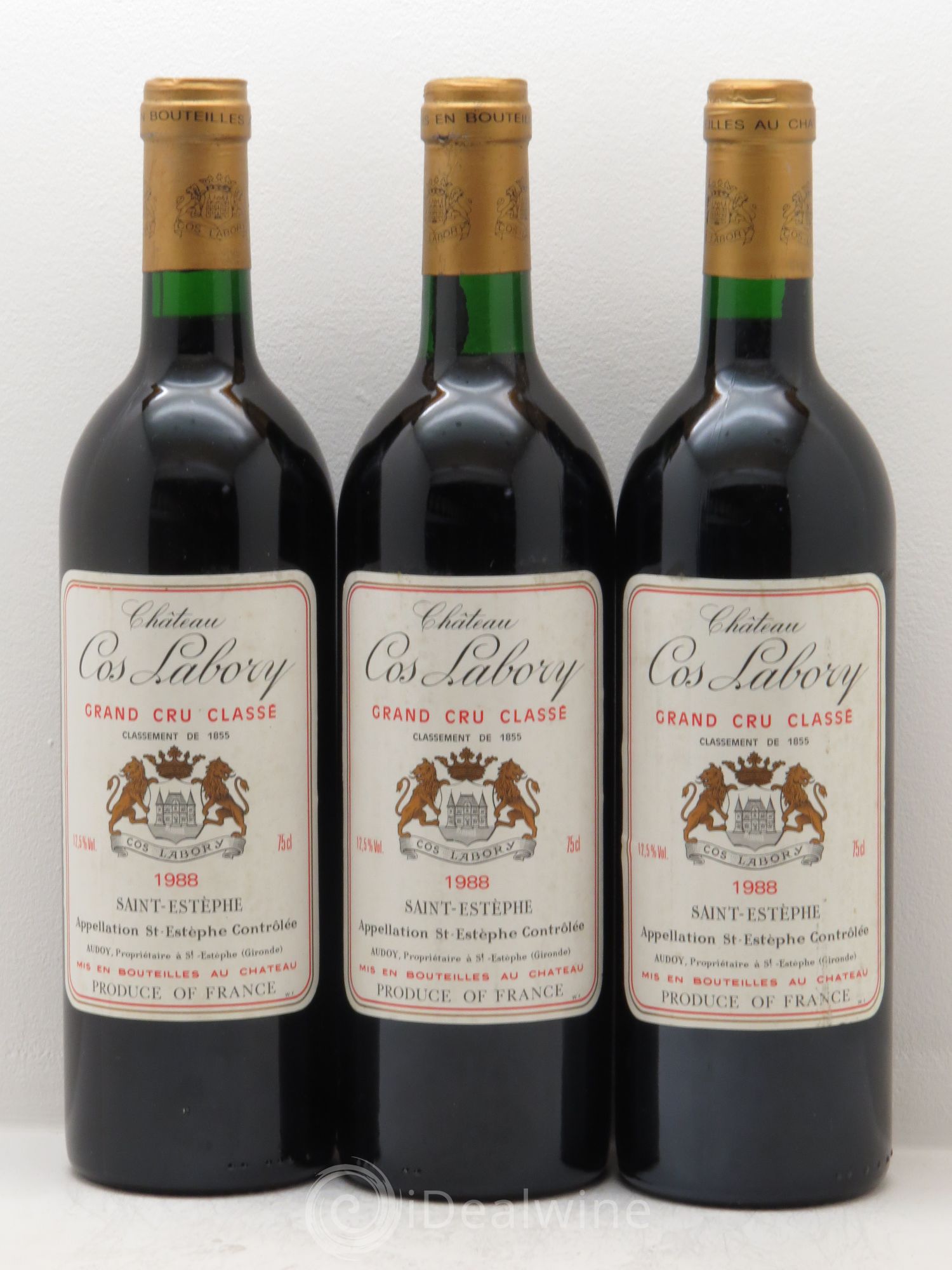 Château Cos Labory 5ème Grand Cru Classé 1988 - Lot de 3 bouteilles - 0
