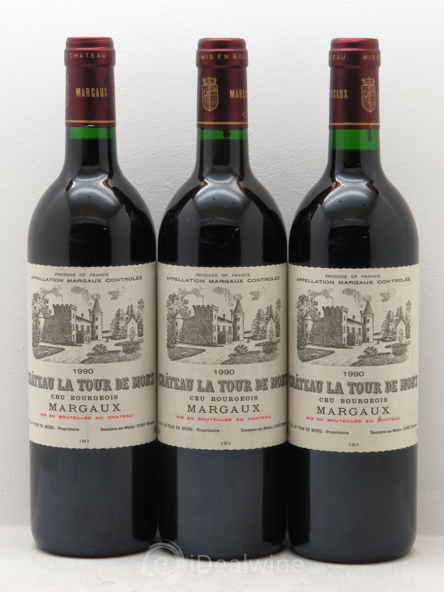 Château la Tour de Mons Cru Bourgeois 1990 - Lot de 3 bouteilles - 0