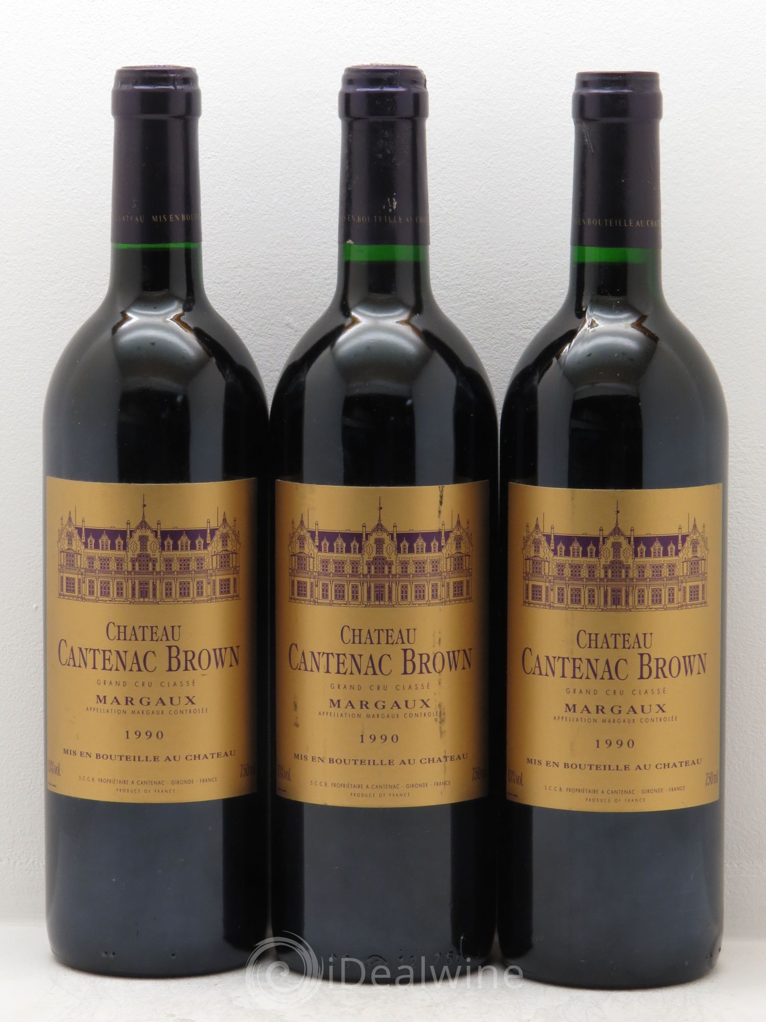 Château Cantenac Brown 3ème Grand Cru Classé 1990 - Lot de 3 bouteilles - 0