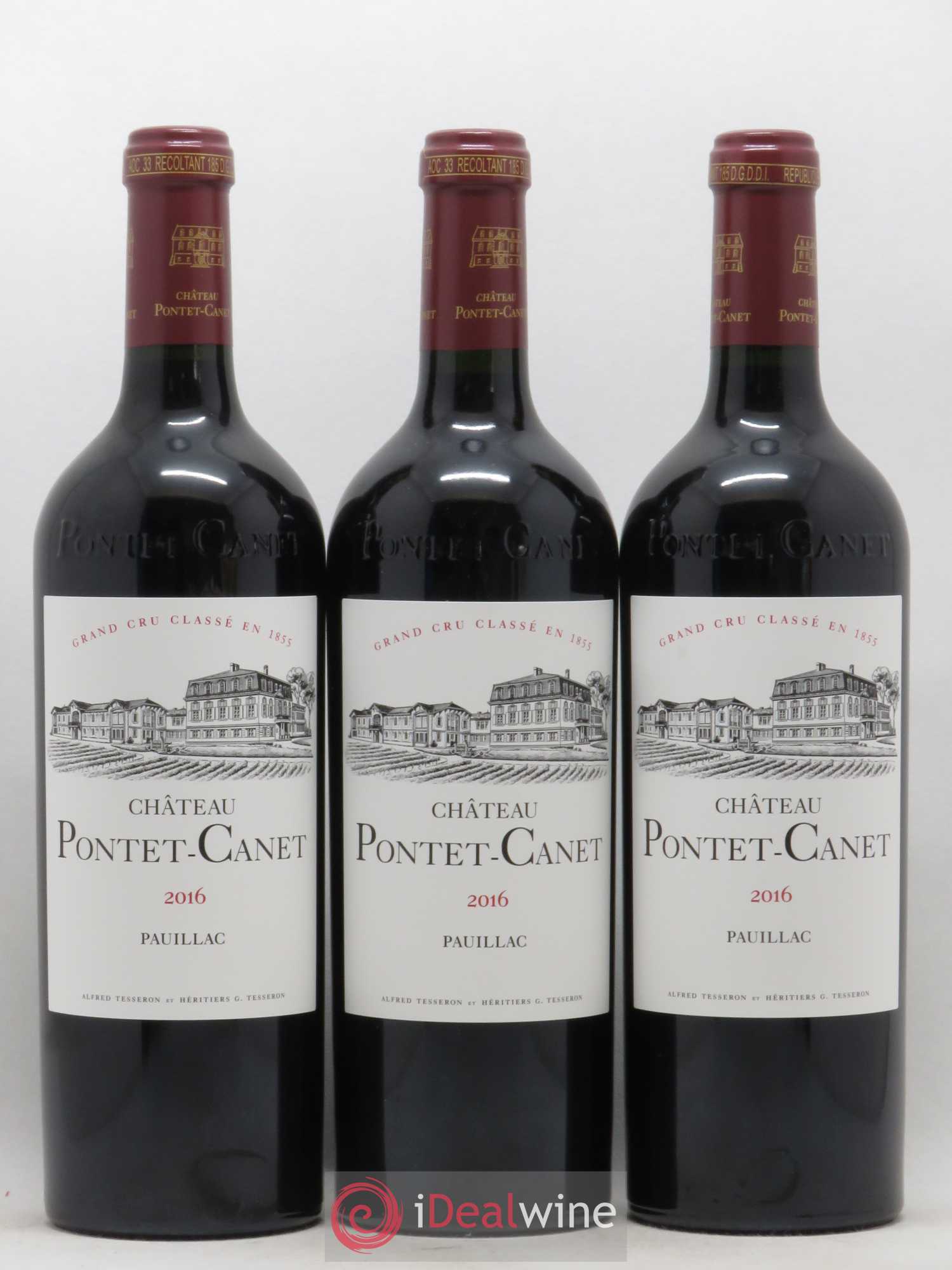Château Pontet Canet 5ème Grand Cru Classé 2016 - Lot de 3 bouteilles - 0