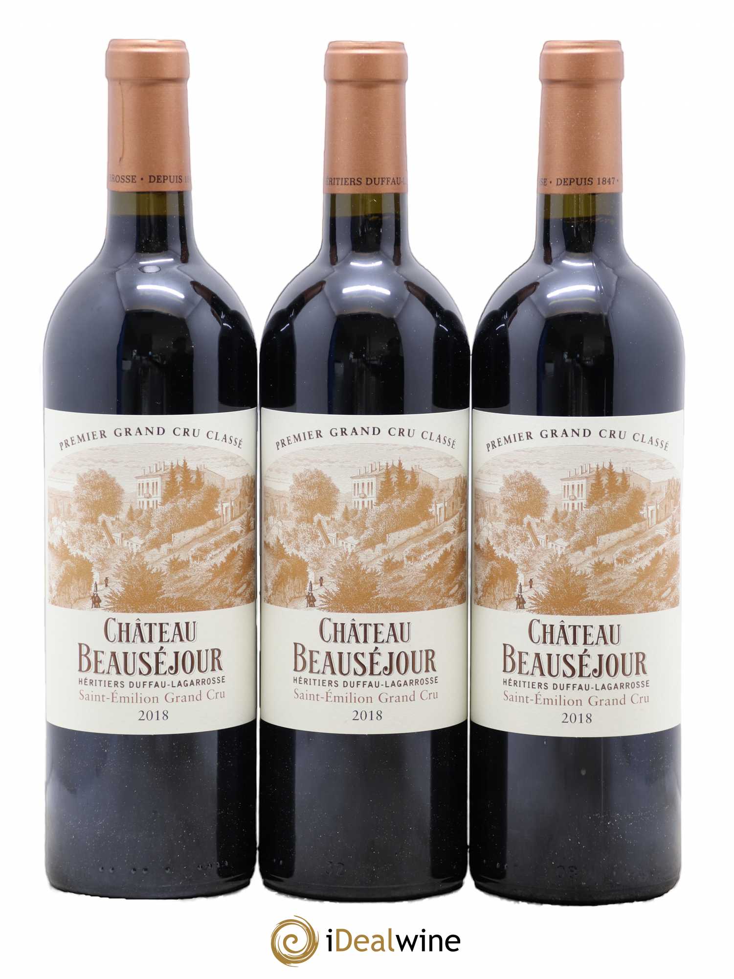 Château Beauséjour (Duffau-Lagarrosse) 1er Grand Cru Classé B 2018 - Lot de 3 bouteilles - 0