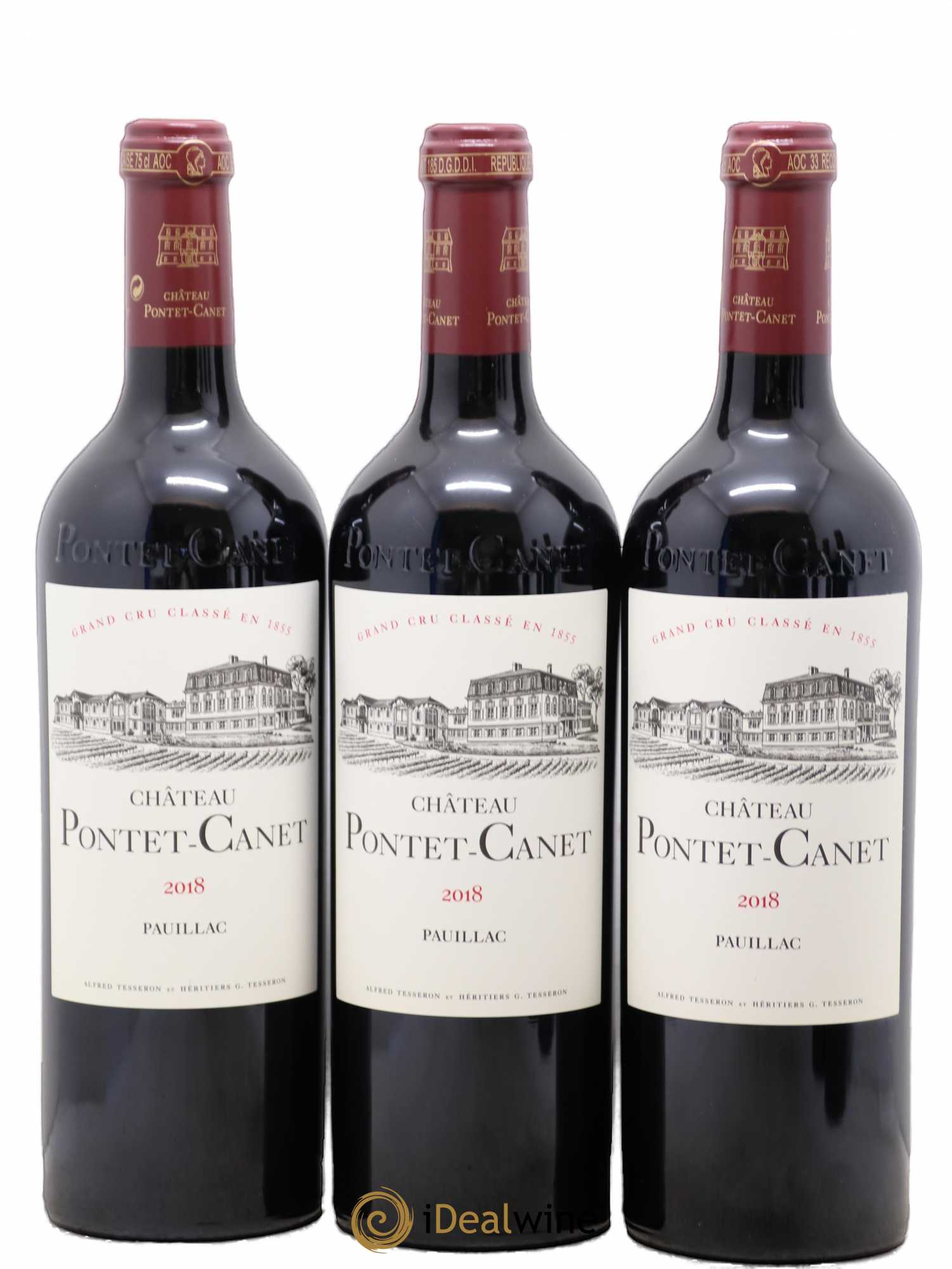 Château Pontet Canet 5ème Grand Cru Classé 2018 - Lot de 3 bouteilles - 0