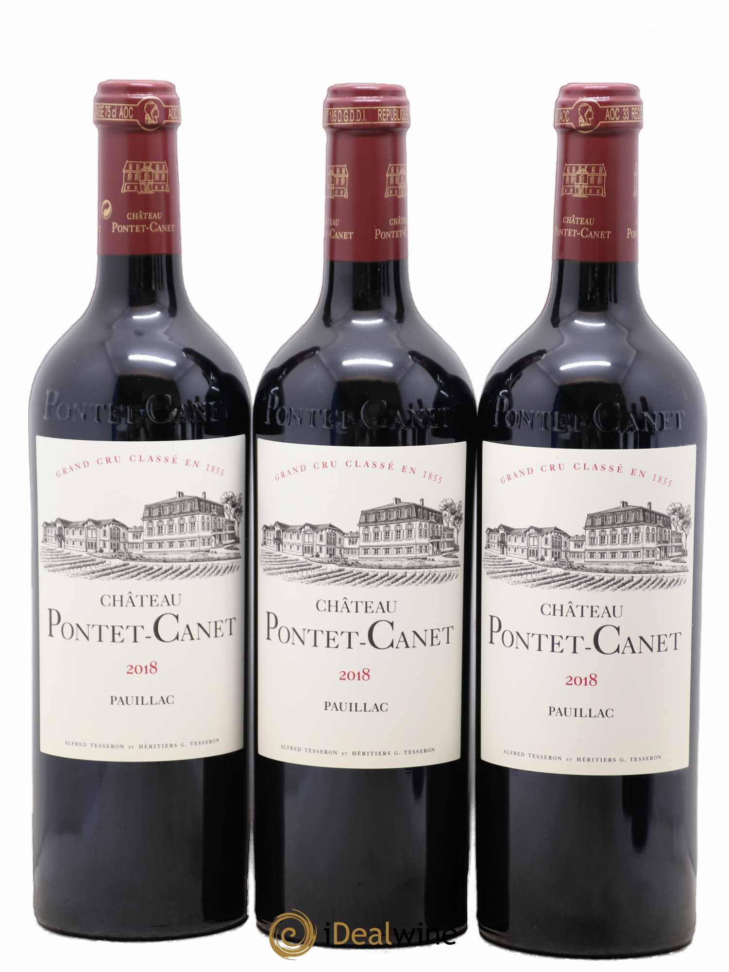 Château Pontet Canet 5ème Grand Cru Classé 2018 - Lot de 3 bouteilles - 0