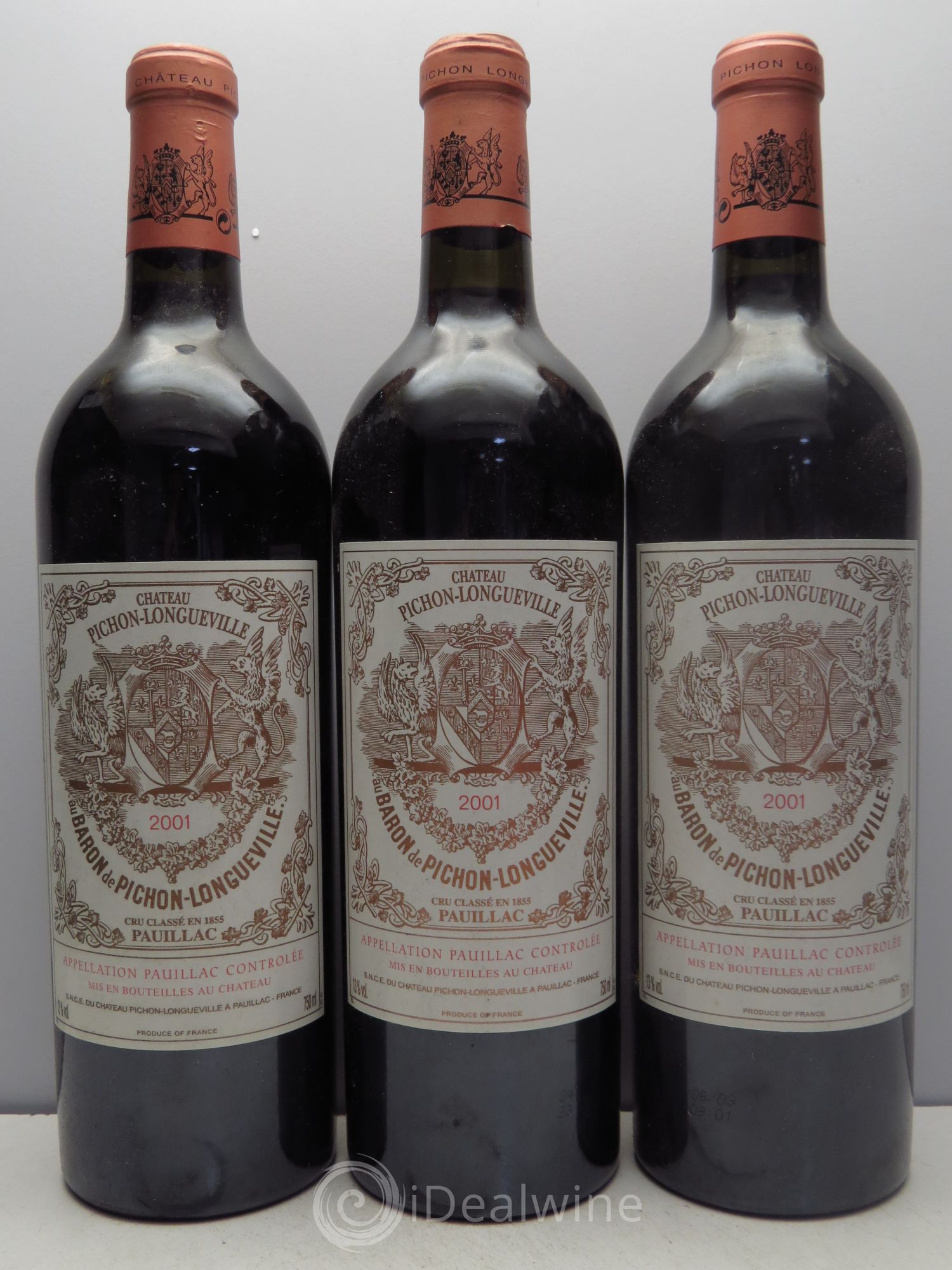 Pichon Longueville Baron 2ème Grand Cru Classé 2001 - Lot de 3 bouteilles - 0