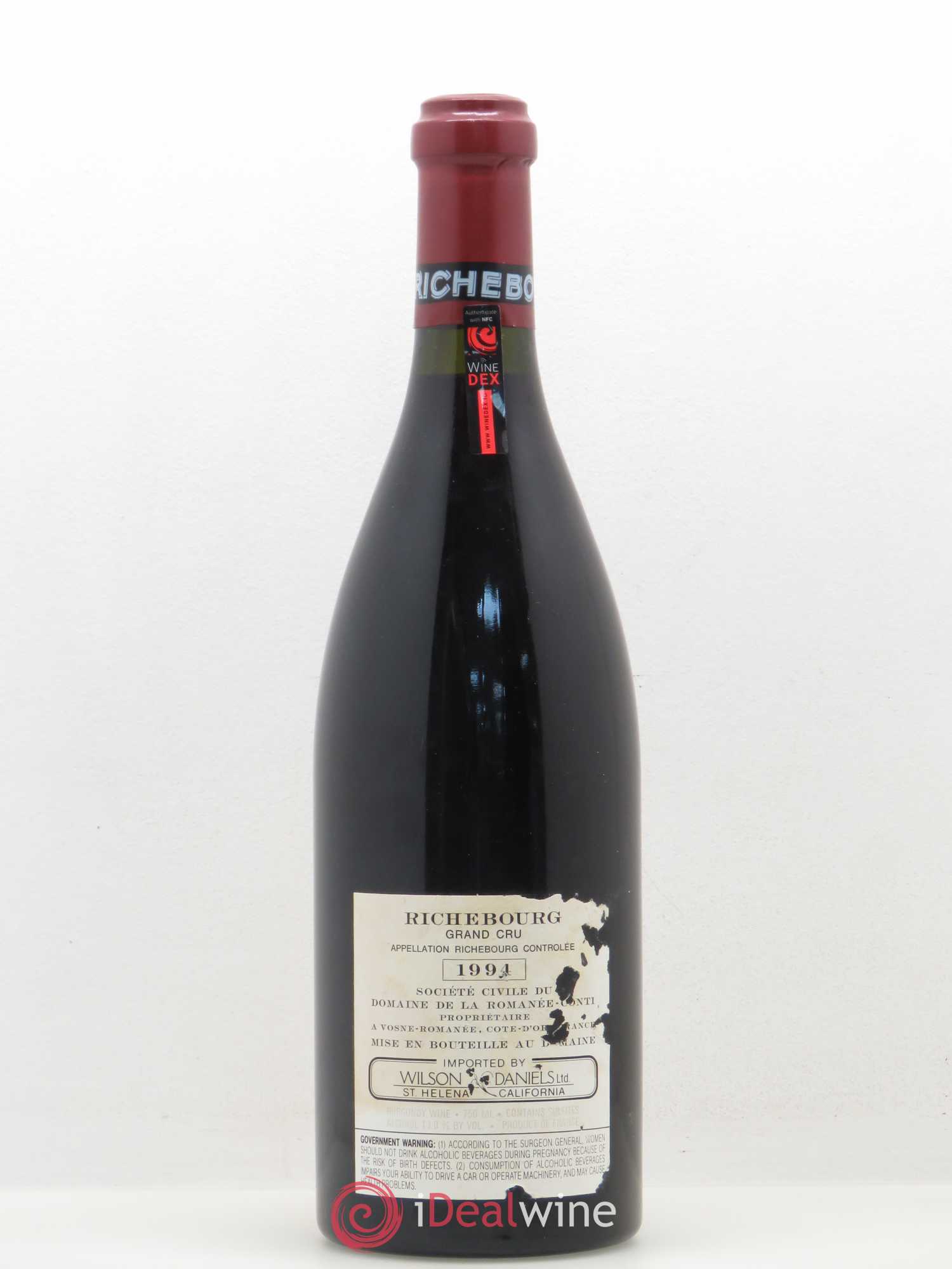Richebourg Grand Cru Domaine de la Romanée-Conti 1994 - Lot de 1 bouteille - 1