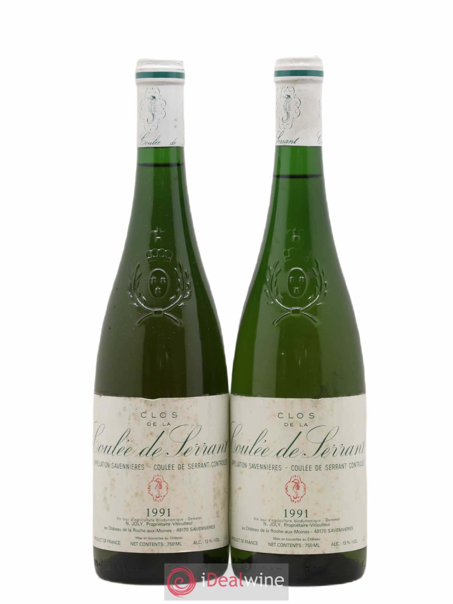 Savennières Clos de la Coulée de Serrant Vignobles de la Coulée de Serrant - Nicolas Joly 1991 - Lot de 2 bouteilles - 0