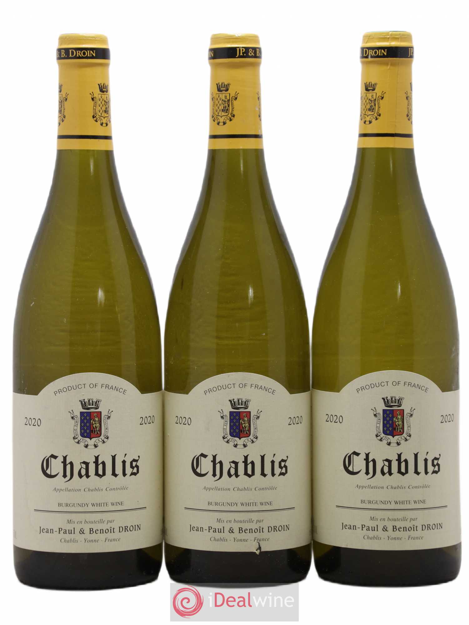 Chablis Jean-Paul & Benoît Droin (Domaine) 2020 - Lot de 3 bouteilles - 0