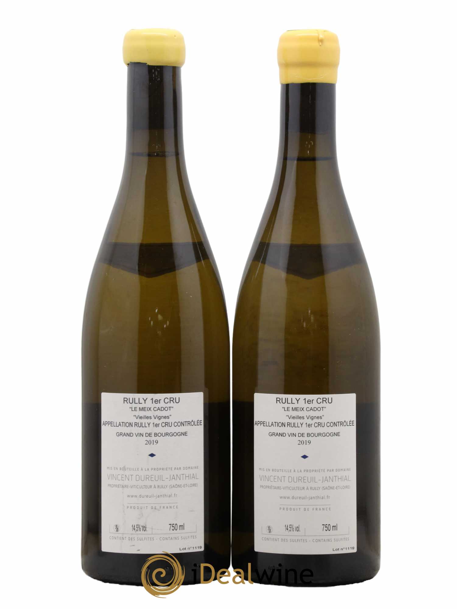Rully 1er Cru Le Meix Cadot Vieilles Vignes Vincent Dureuil-Janthial 2019 - Lot de 2 bouteilles - 1