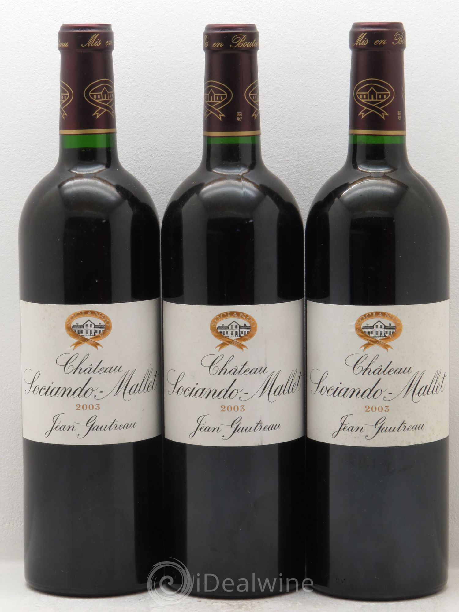 Château Sociando Mallet 2003 - Lot de 3 bouteilles - 0