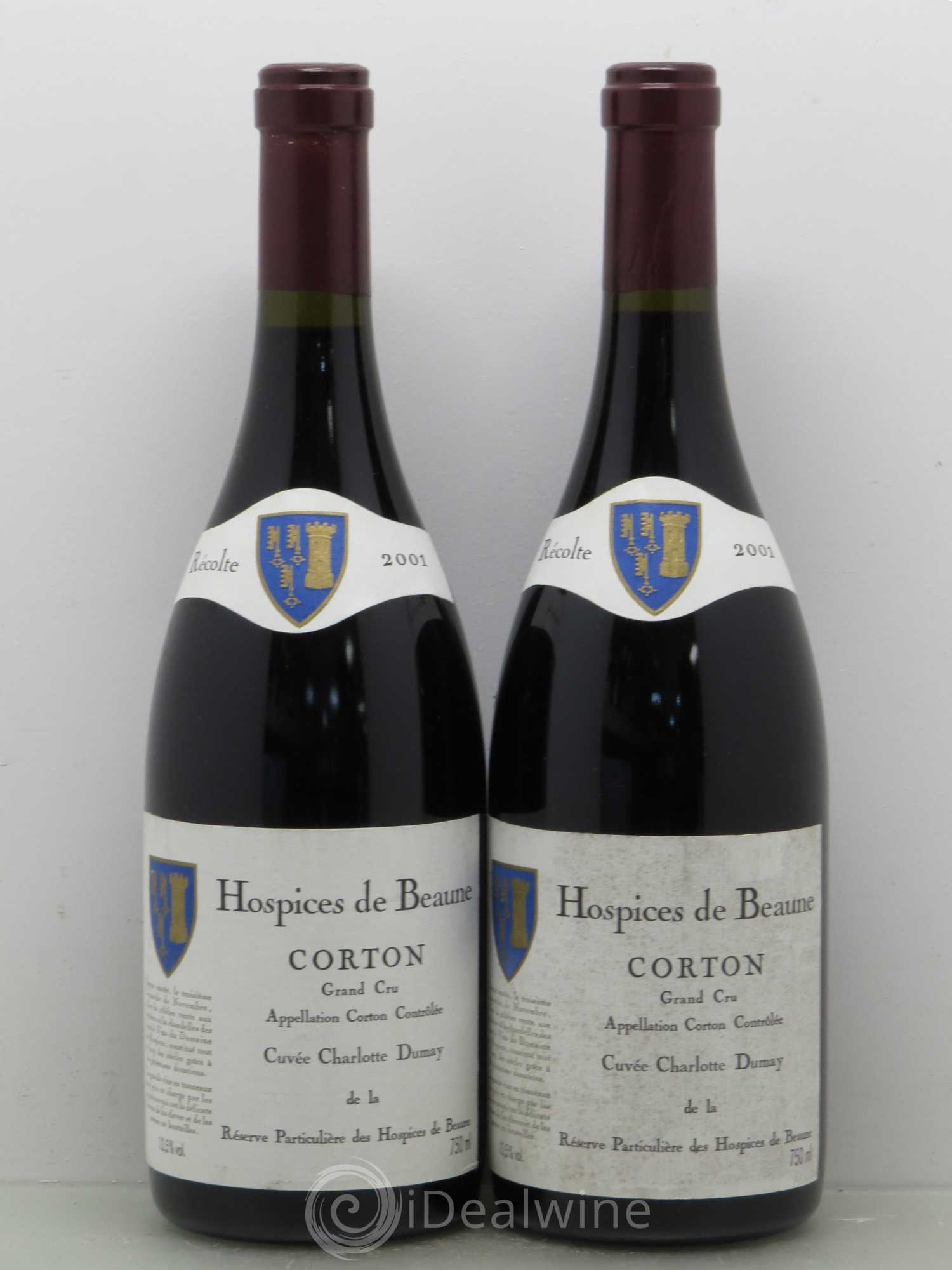 Corton Grand Cru Charlotte Dumay Hospices De Beaune 2001 - Posten von 2 Flaschen - 0