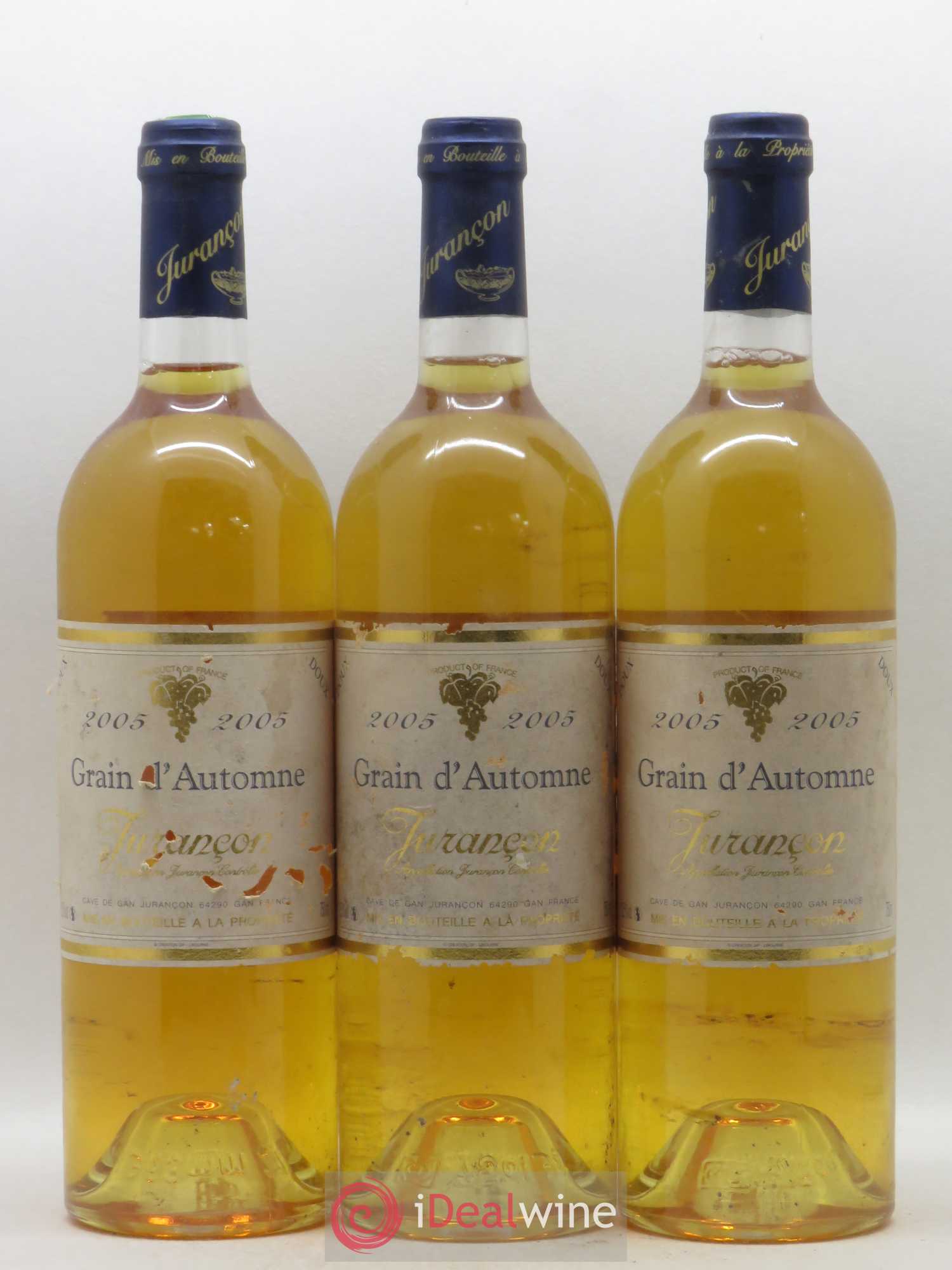 Jurançon Grain d'Automne Cave de Gan (sans prix de réserve) 2005 - Posten von 3 Flaschen - 0