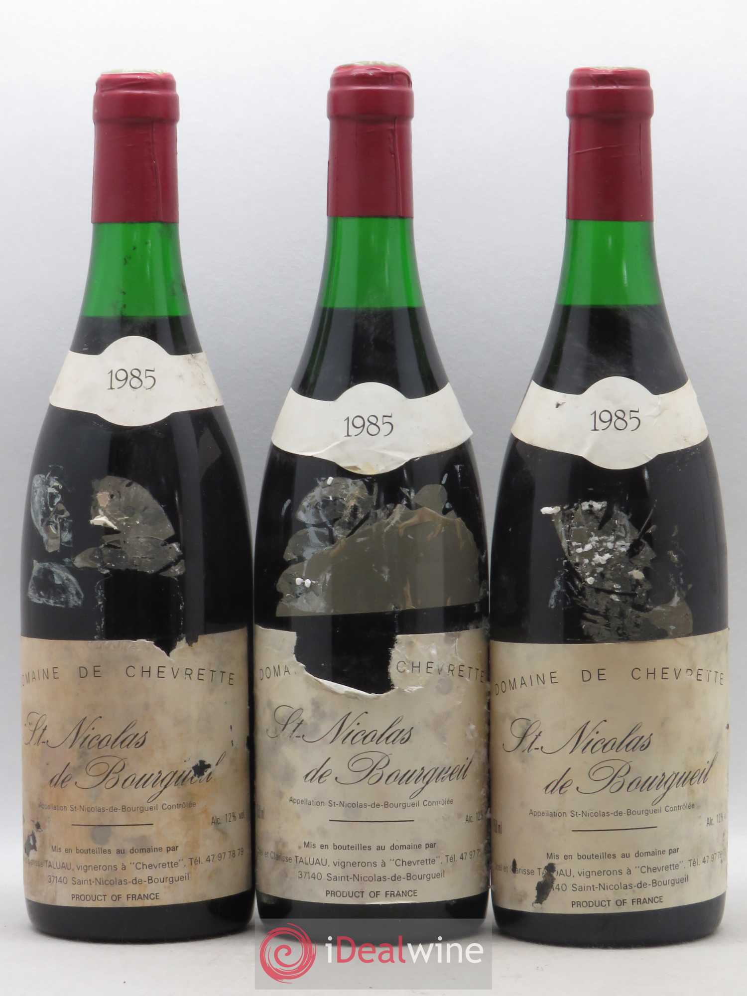 Saint-Nicolas de Bourgueil Domaine Chevrette J. Taluau 1985 - Posten von 3 Flaschen - 0