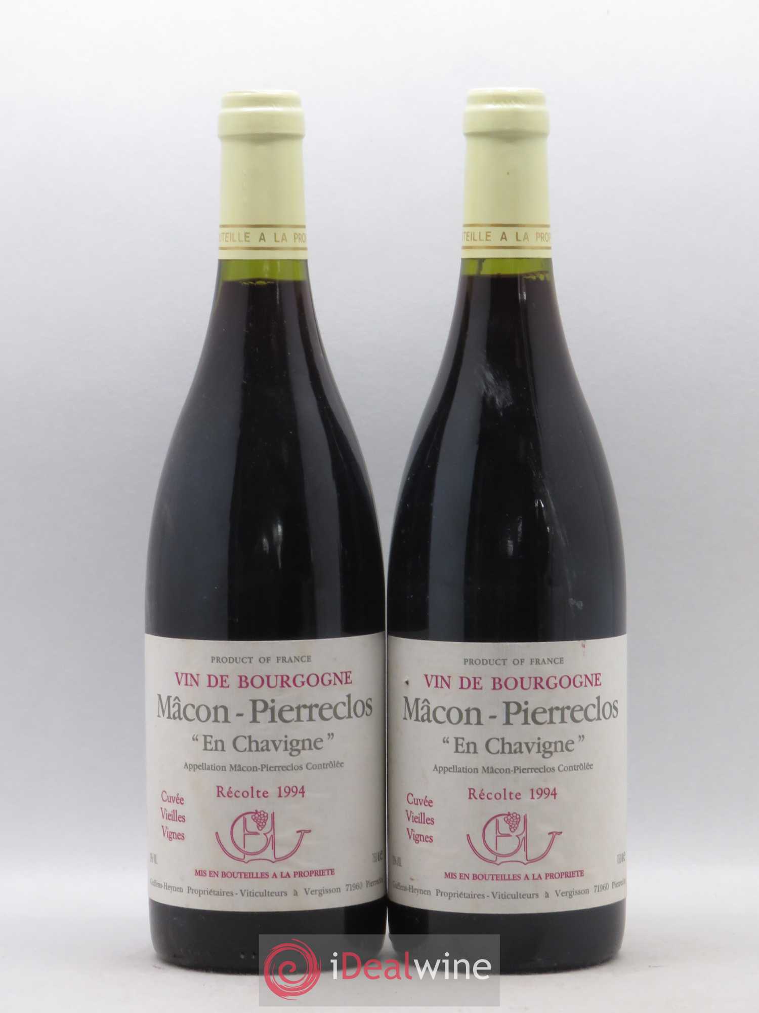 Mâcon Pierreclos En Chavigne Vieilles Vignes Guffens Heynen 1994 - Posten von 2 Flaschen - 0