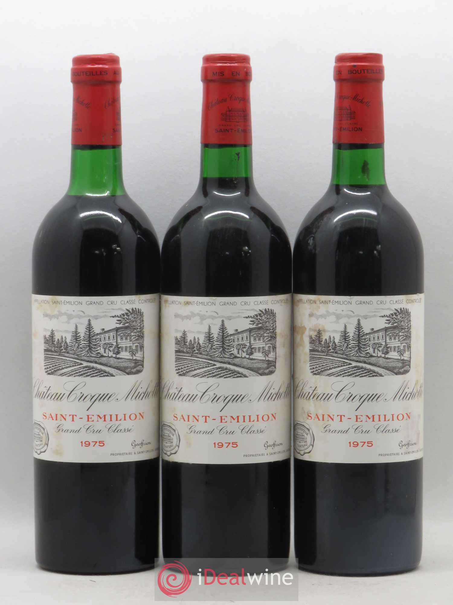 Château Croque Michotte 1975 - Lot de 3 bouteilles - 0