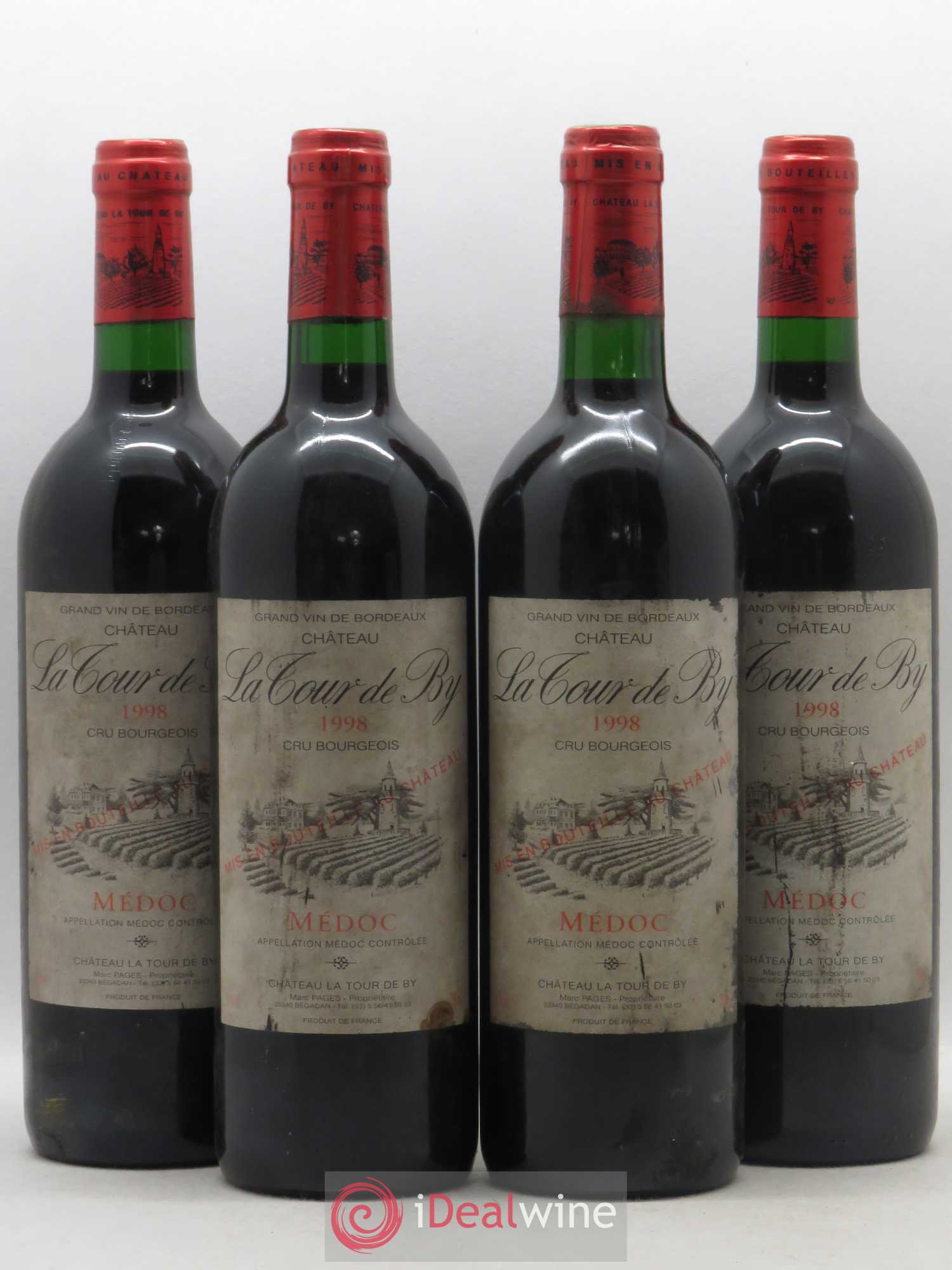 Château La Tour de By Cru Bourgeois 1998 - Lot de 4 bouteilles - 0