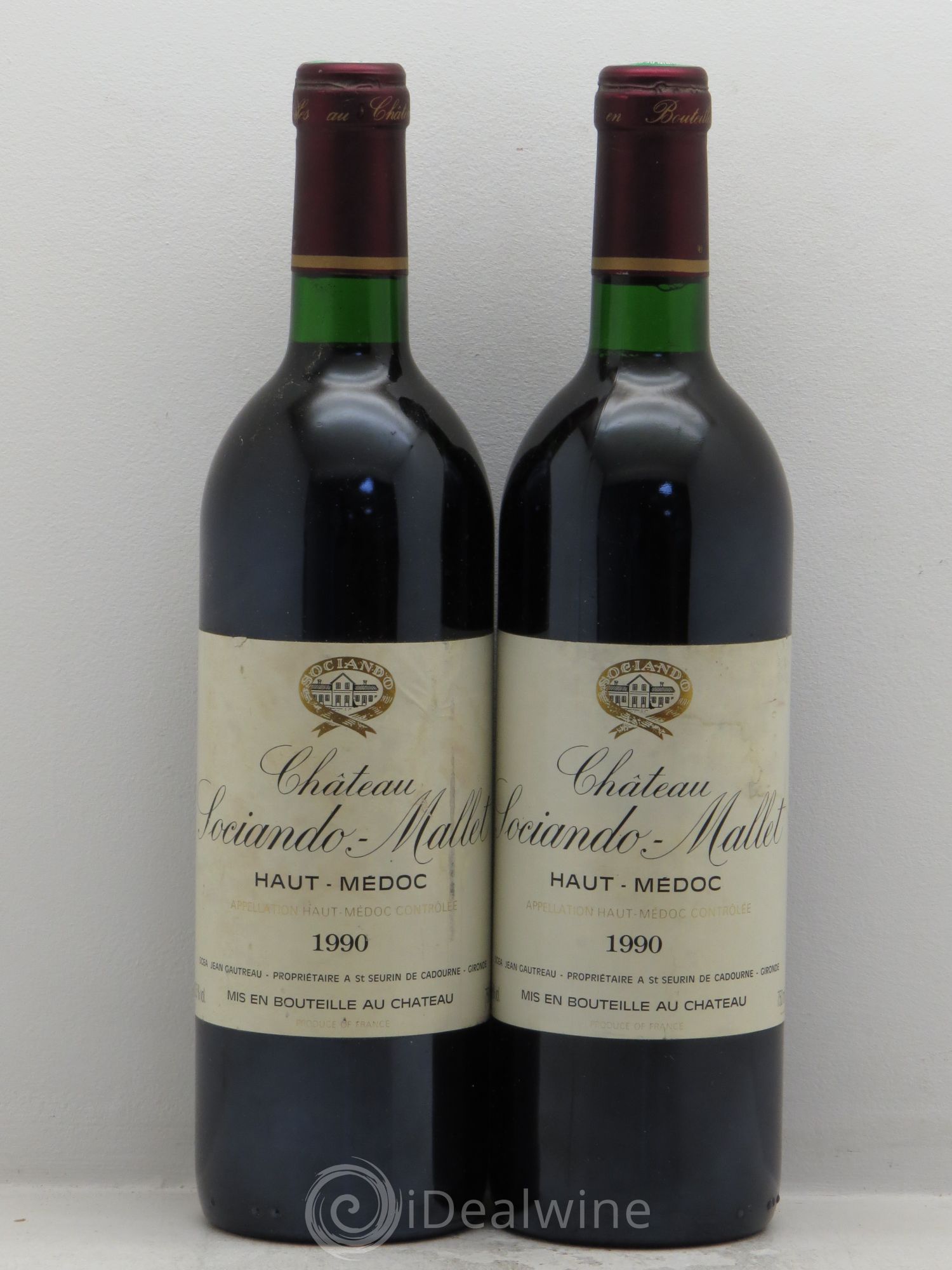Château Sociando Mallet 1990 - Lot de 2 bouteilles - 0