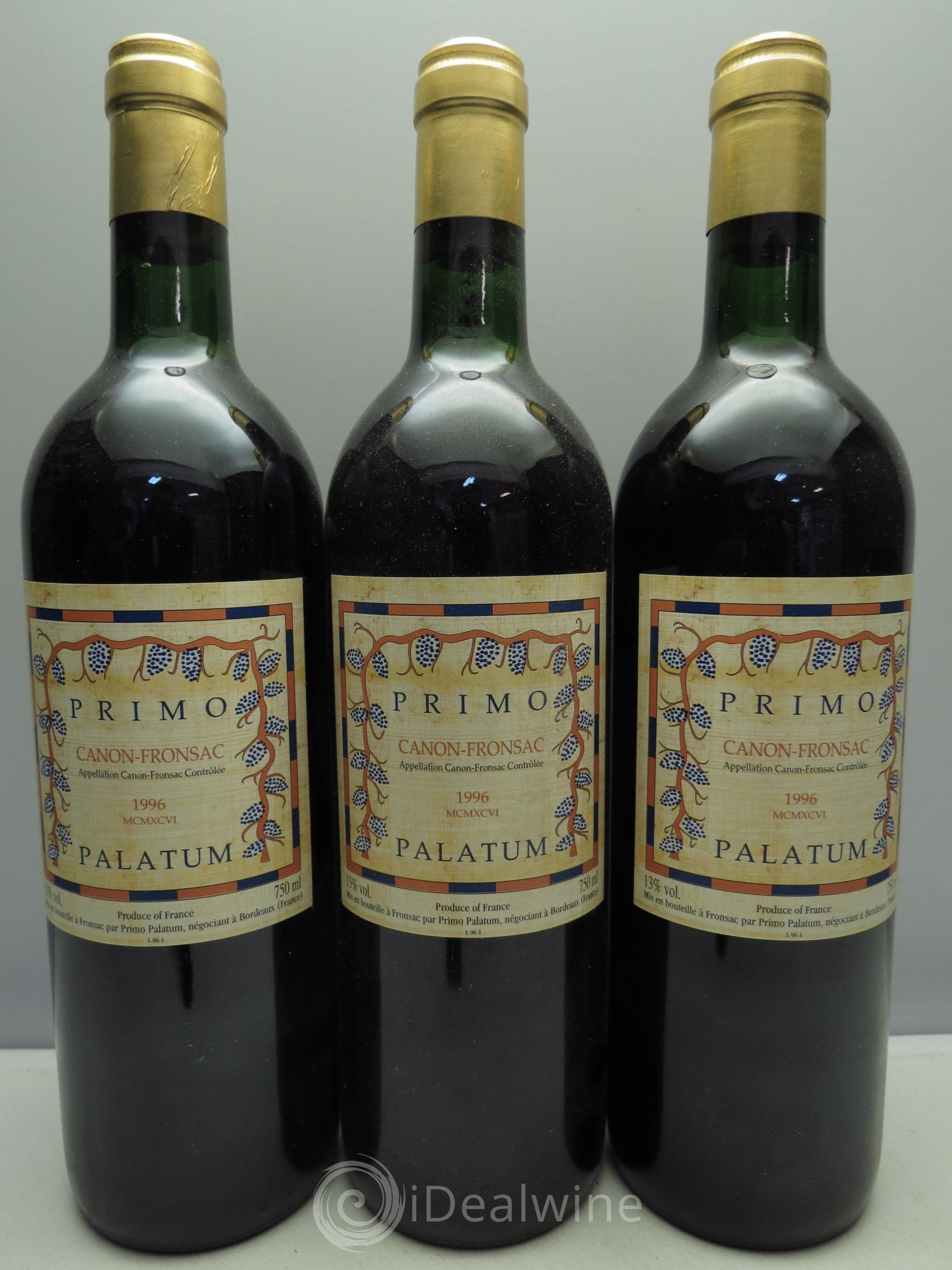 Canon-Fronsac Château Primo Palatum 1996 - Lot de 3 bouteilles - 0