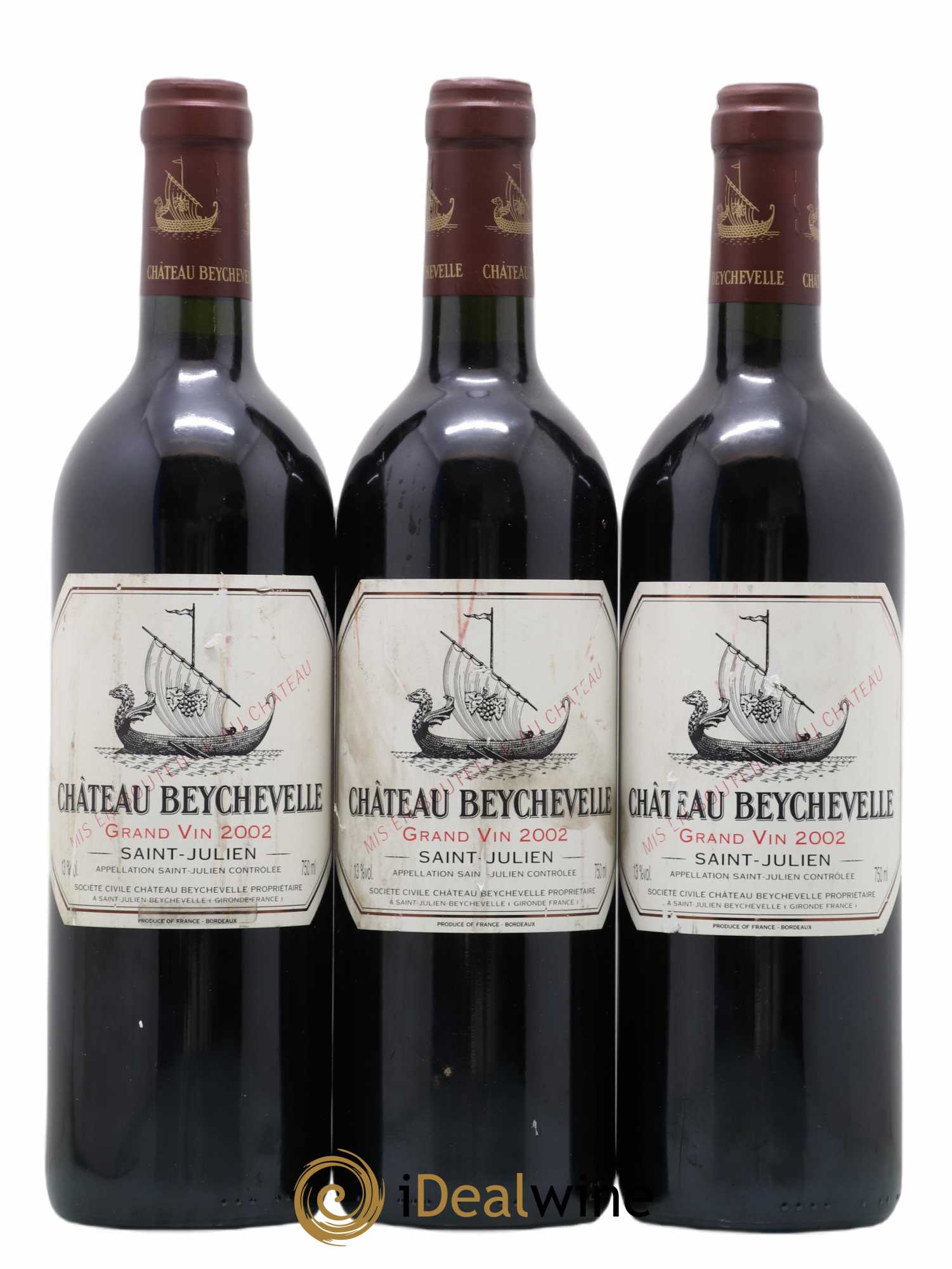 Château Beychevelle 4ème Grand Cru Classé 2002 - Lot de 3 bouteilles - 0