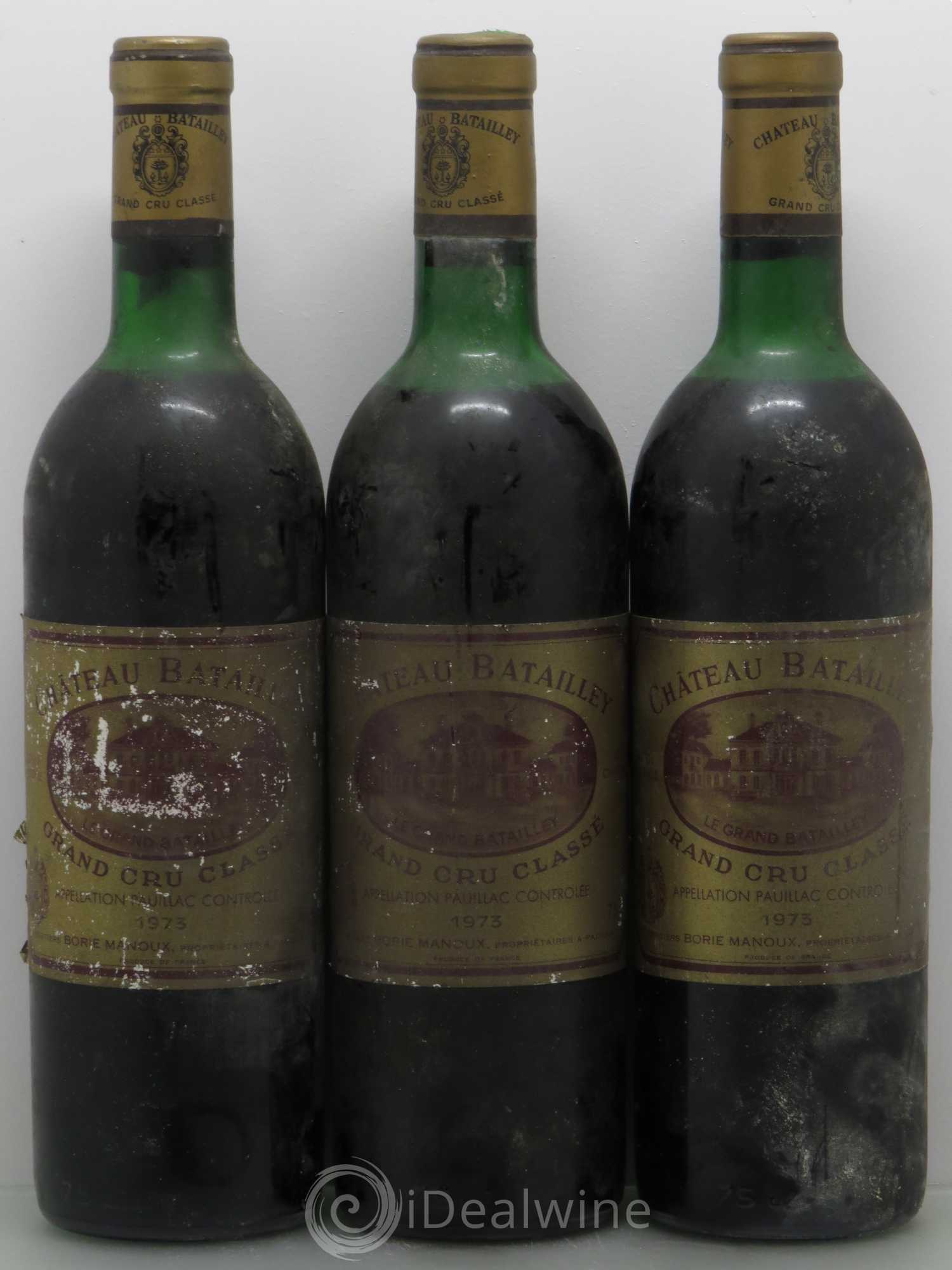 Château Batailley 5ème Grand Cru Classé 1973 - Lot de 3 bouteilles - 0