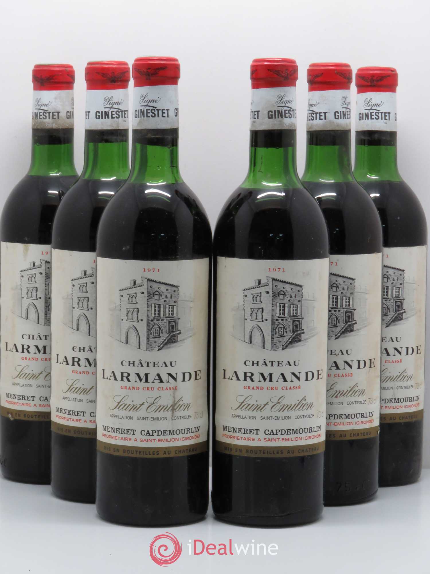Château Larmande Grand Cru Classé 1971 - Lot de 6 bouteilles - 0
