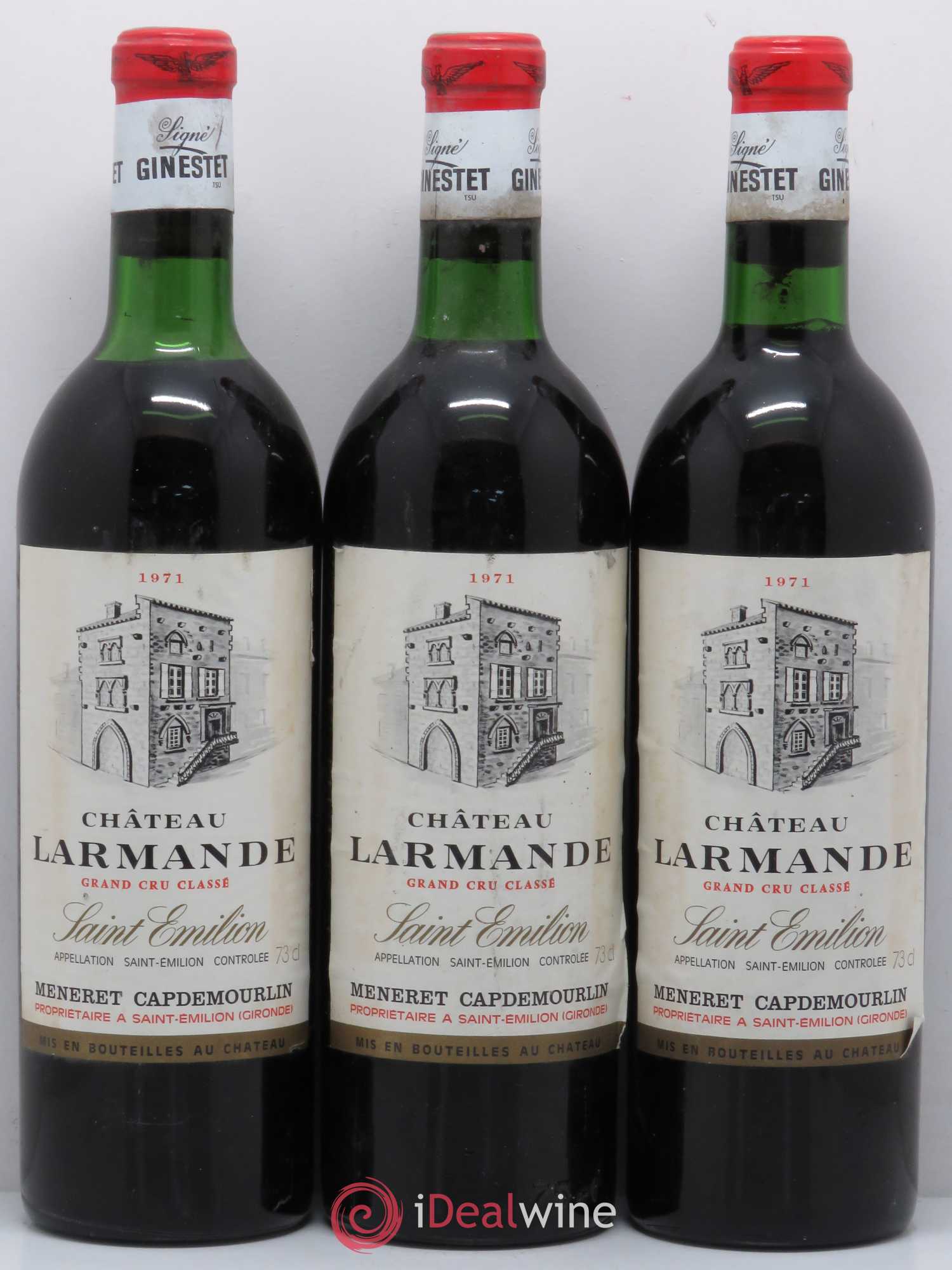 Château Larmande Grand Cru Classé 1971 - Lot de 3 bouteilles - 0