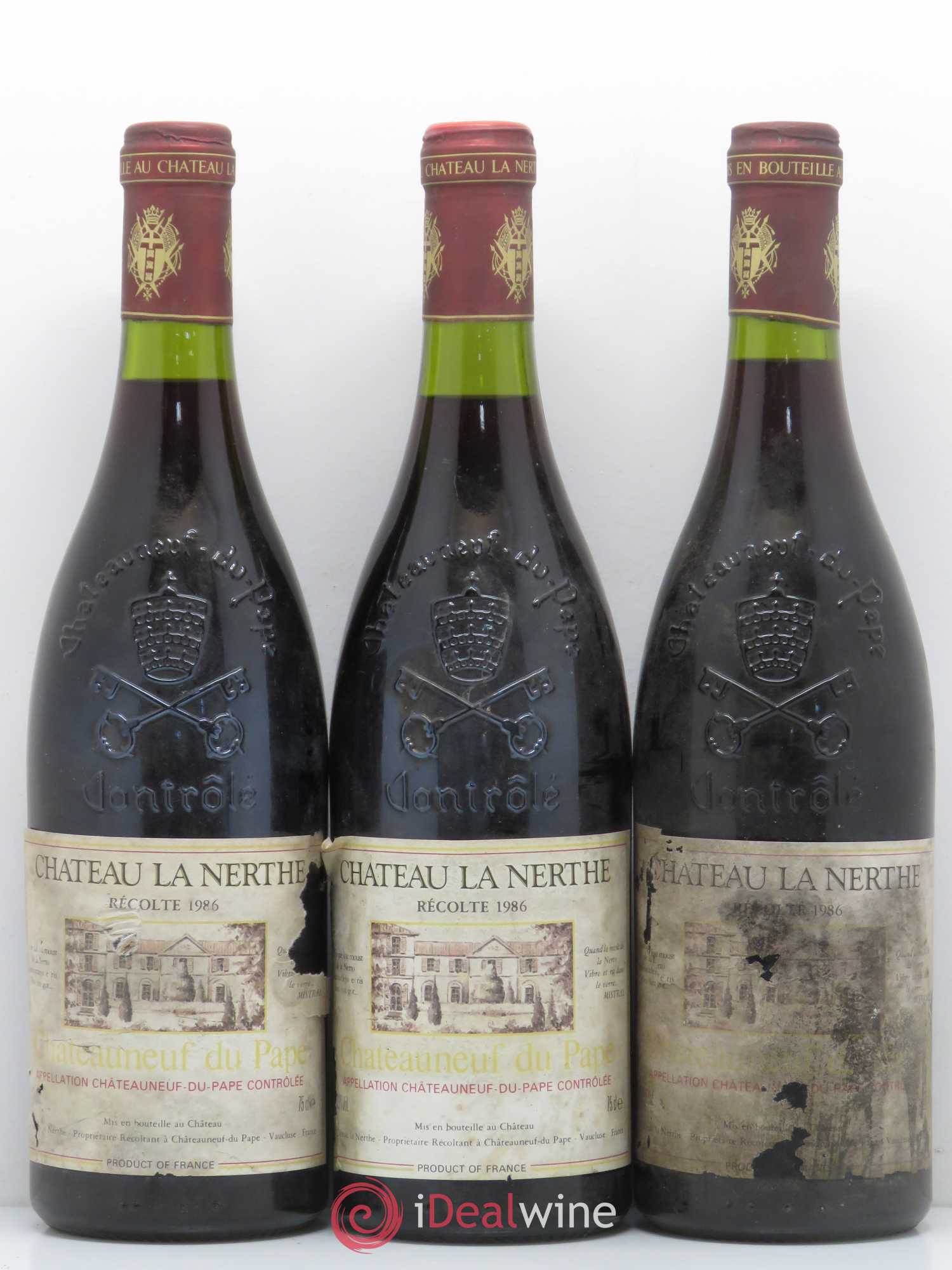 Châteauneuf-du-Pape Château la Nerthe Famille Richard (sans prix de réserve) 1986 - Lot de 3 bouteilles - 0