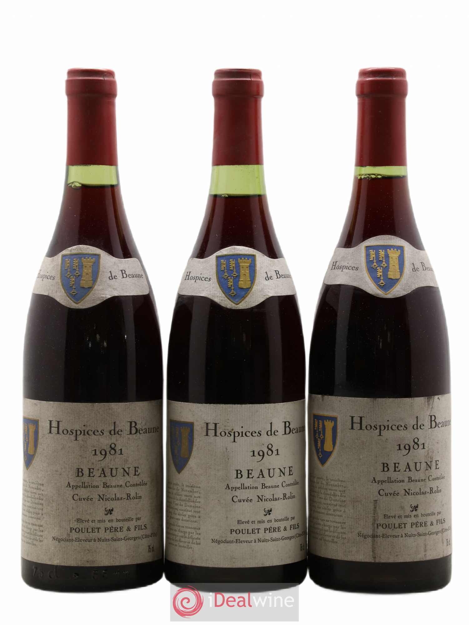 Beaune cuvée Nicolas Rolin Hospices de Beaune Poulet père et fils 1981 - Lotto di 3 bottiglie - 0