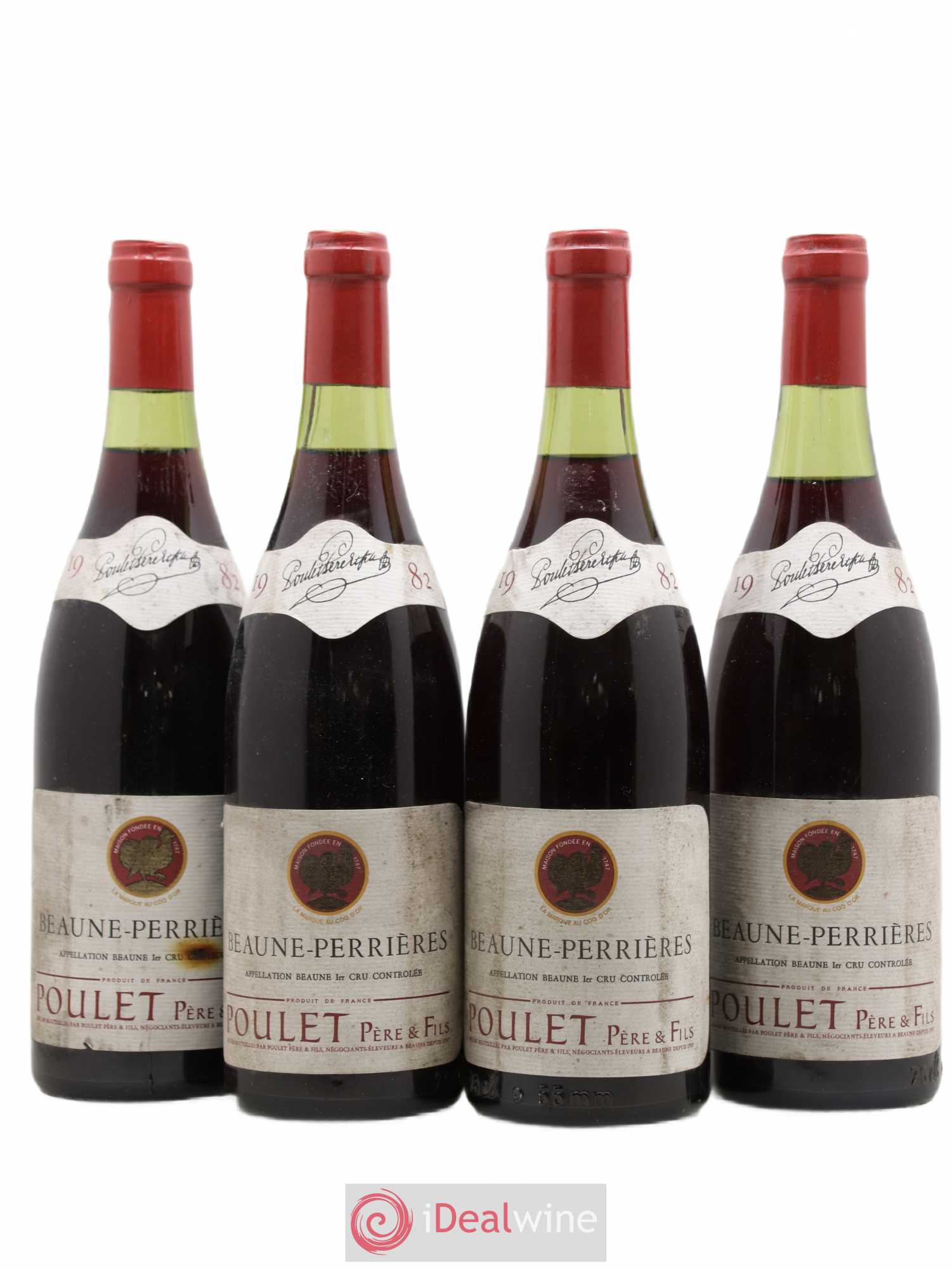 Beaune 1er Cru Perrières Poulet Père et Files (sans prix de réserve) 1982 - Posten von 4 Flaschen - 0