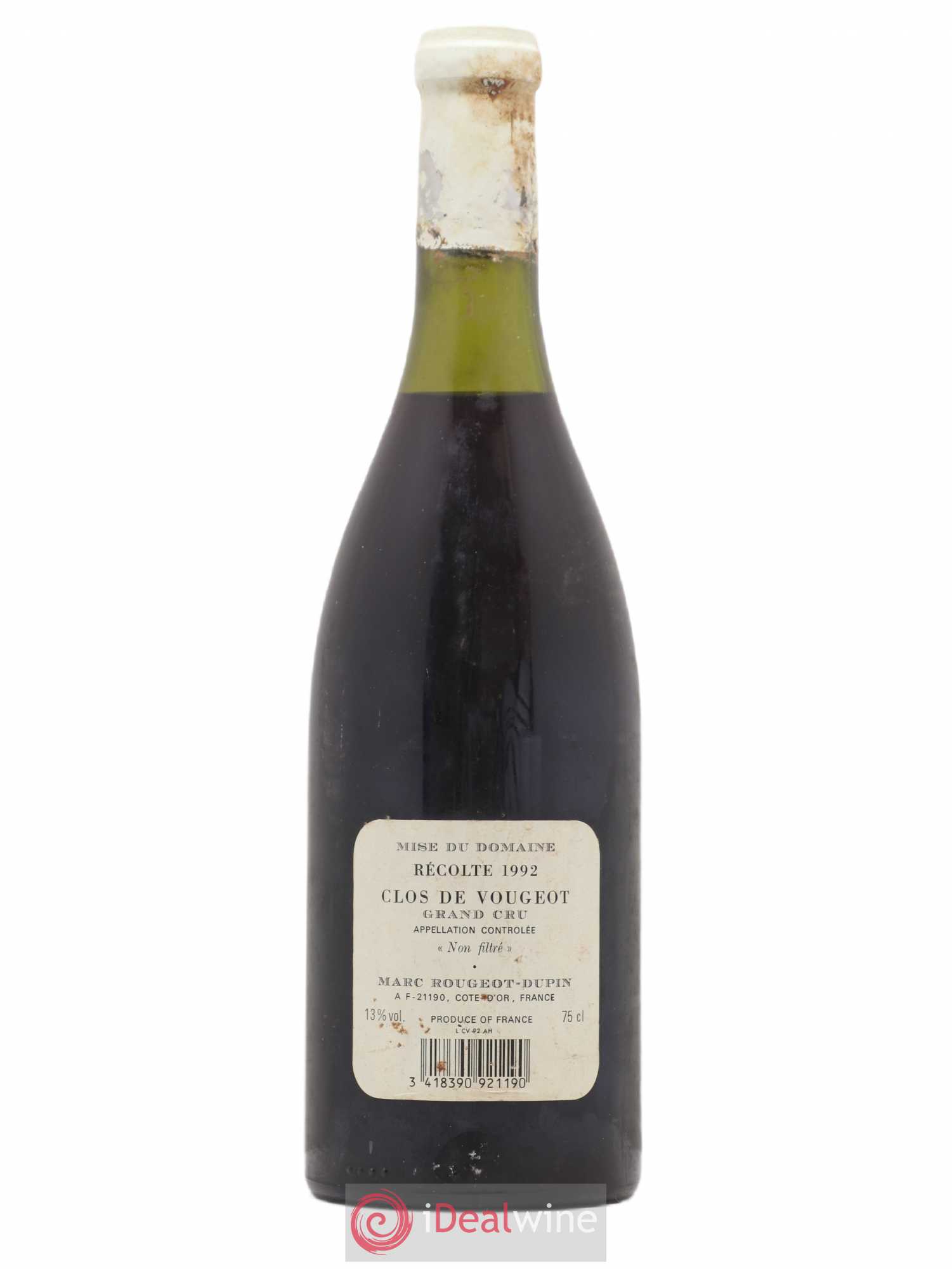 Clos de Vougeot Grand Cru Marc Rougeot-Dupin (sans prix de réserve) 1992 - Lot de 1 bouteille - 1