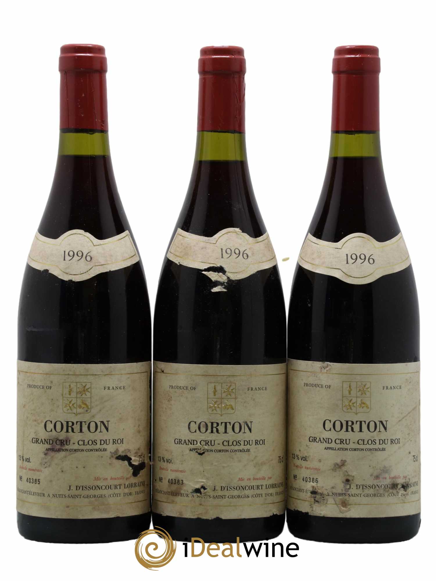 Corton Grand Cru Clos du Roi J. D'Issoncourt Lorraine 1996 - Lot de 3 bouteilles - 0