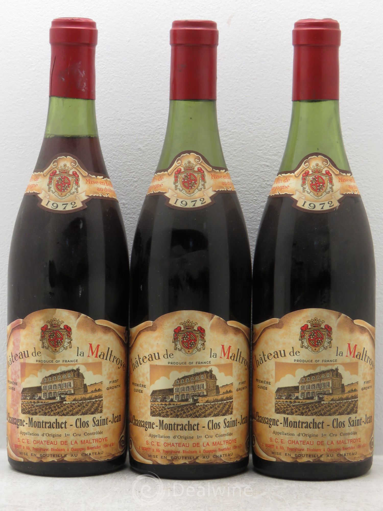 Chassagne-Montrachet 1er Cru 1972 - Lot de 3 bouteilles - 0