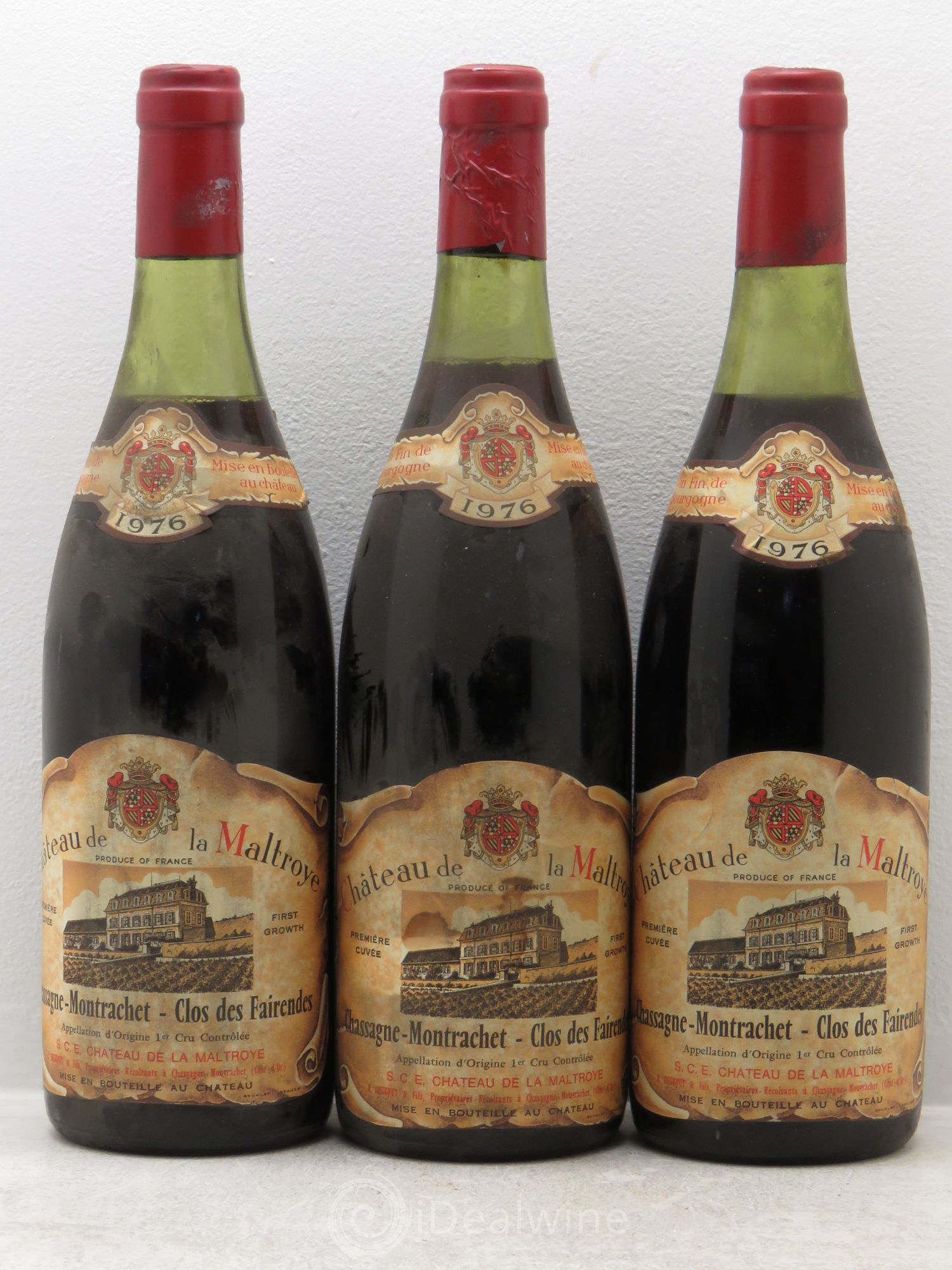 Chassagne-Montrachet 1er Cru Clos des Fairendes 1976 - Lot de 3 bouteilles - 0